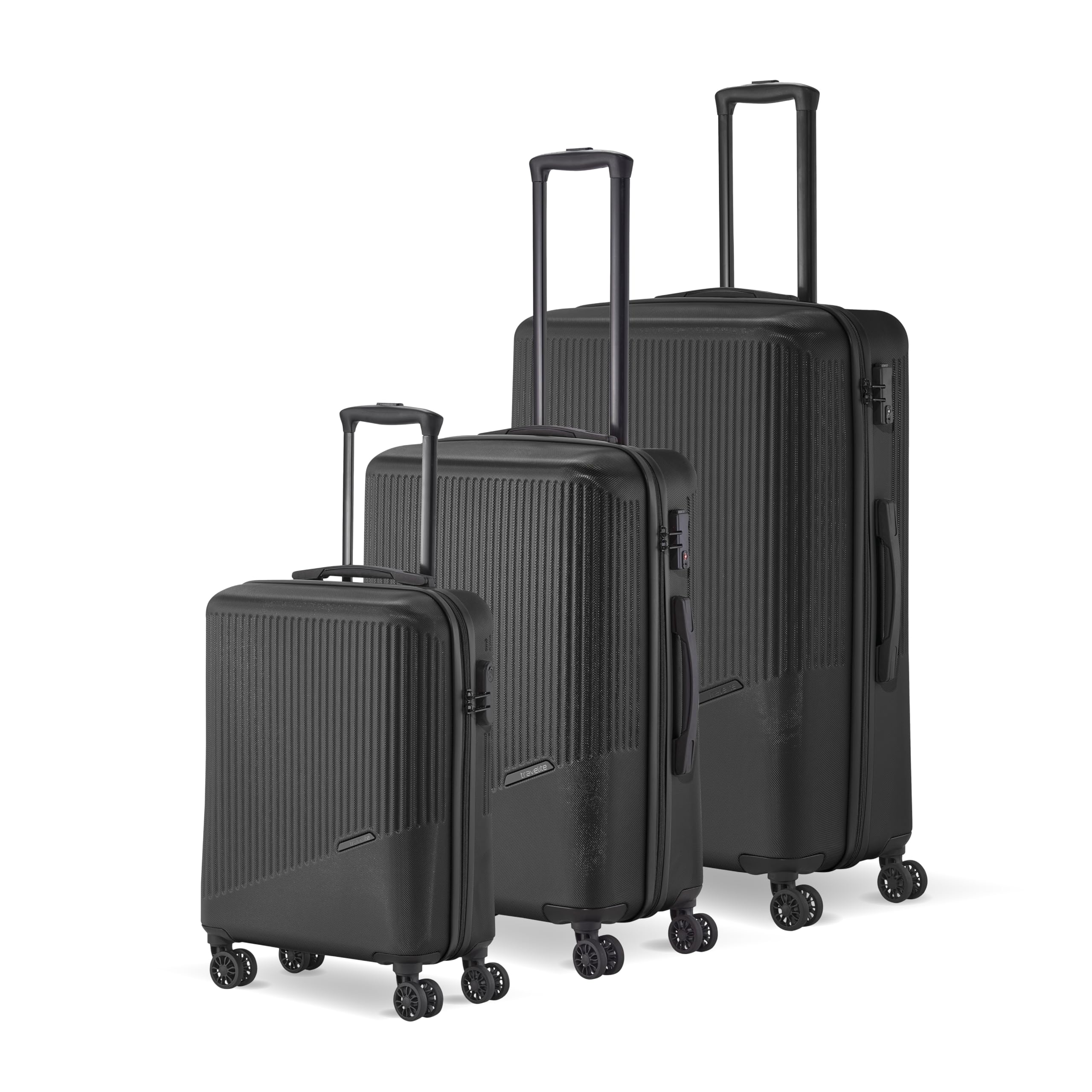 Travelite 4-Rad Koffer Set 3 teilig Größen L/M/S, Gepäck Serie Bali: ABS Hartschalen Trolleys mit TSA Kombinationsschloss (Handgepäck Koffer ohne TSA)