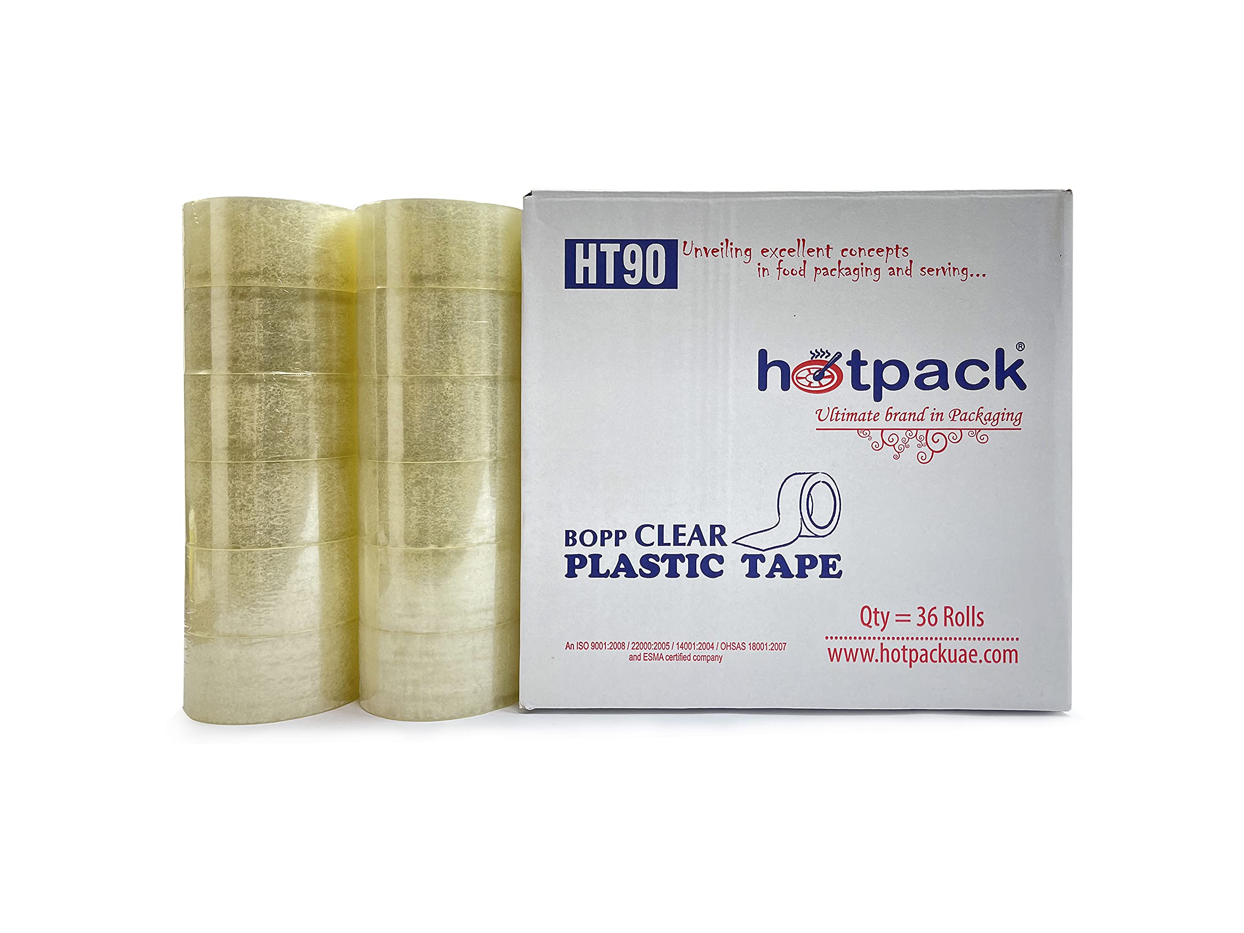 HotpackDisposable Plastic Clear Tape for Packing and Sealing, 2 Inch, 36 Pieces