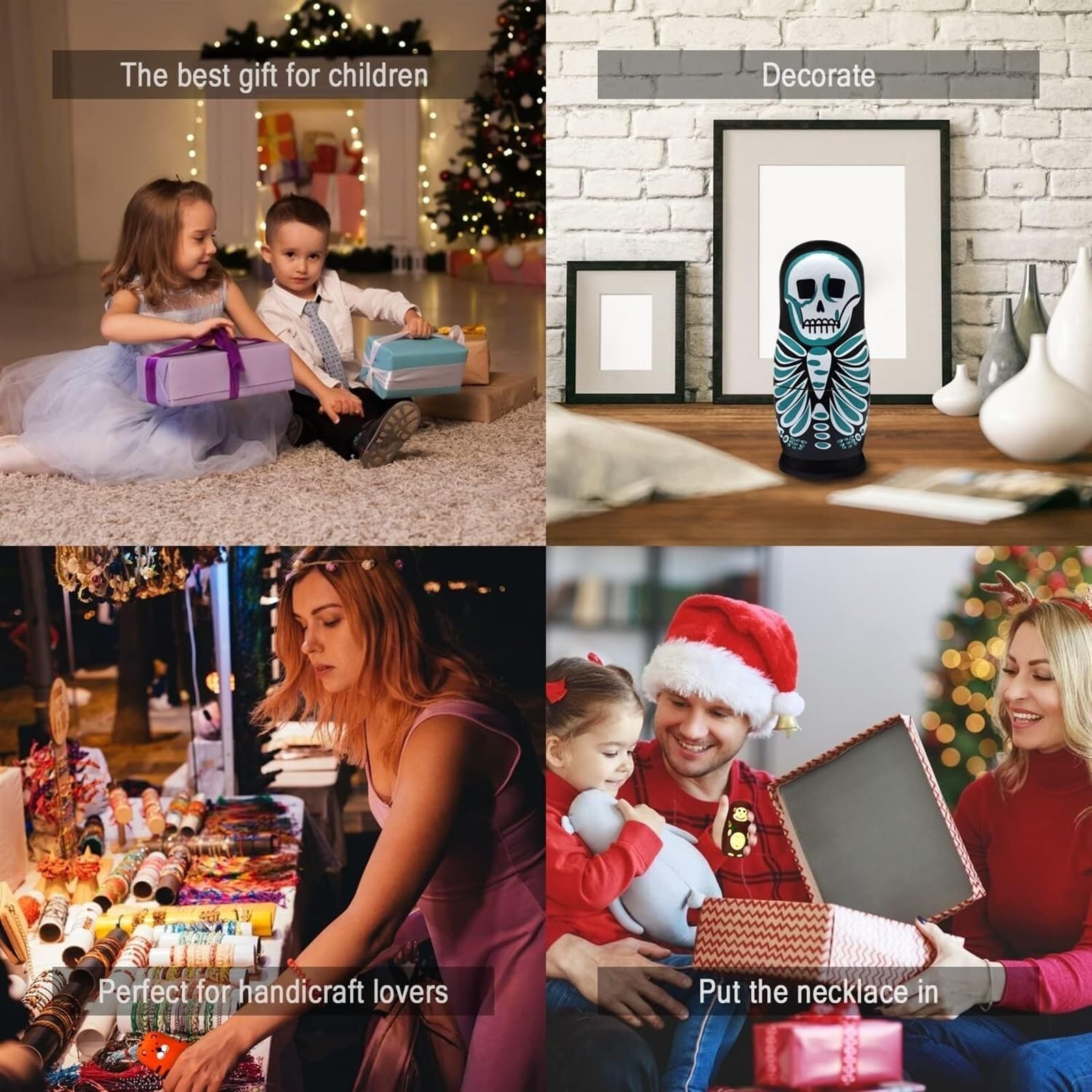 Rosyjska Matrioszka Lalka 5 Sztuk Piękne Ręcznie Robione Drewniane Rosyjskie Lalki Gniazdujące Czaszka Matrioszka Lalki Prezent Na Halloween Matrioszka Rosyjska