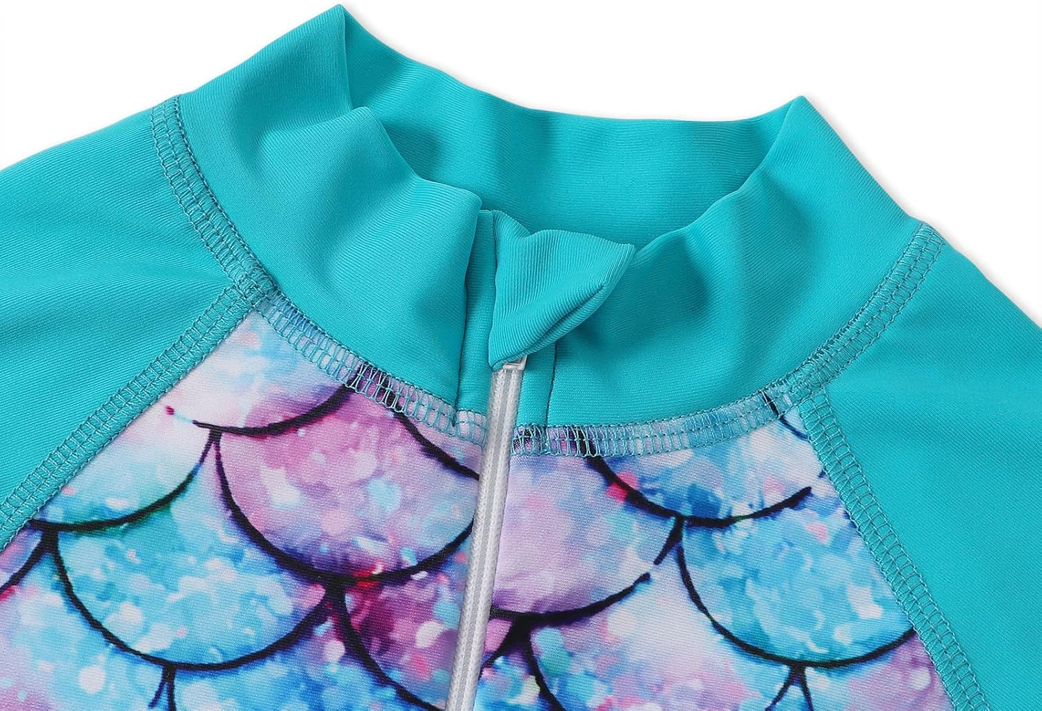 AmzBarley Girls Swimwear Mermaid Rash Guard Shirt One Piece Swimsuit Kids Fish Scale Bathing Suit UPF 50+ Sunsuit 2-10 Years - Image 5