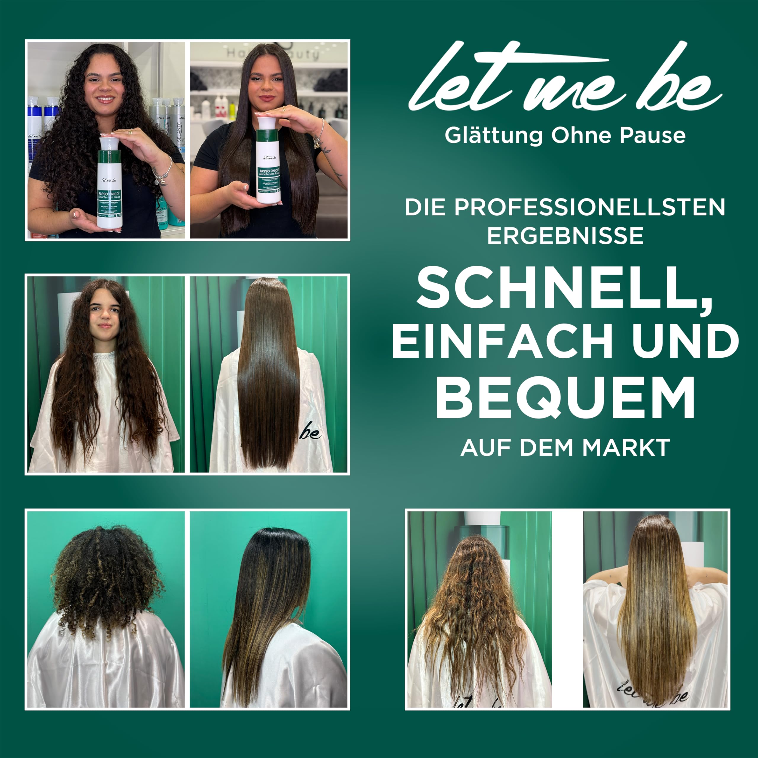 Let Me Be – NEUES BRASILIANISCHES GLÄTTUNGSPRODUKT OHNE WARTEZEIT! Vegan & Formaldehydfrei, Keratin Haarglättung mit Aminosäuren, hydrolysiertem Keratin, Anti-Frizz Pflege - 500ml