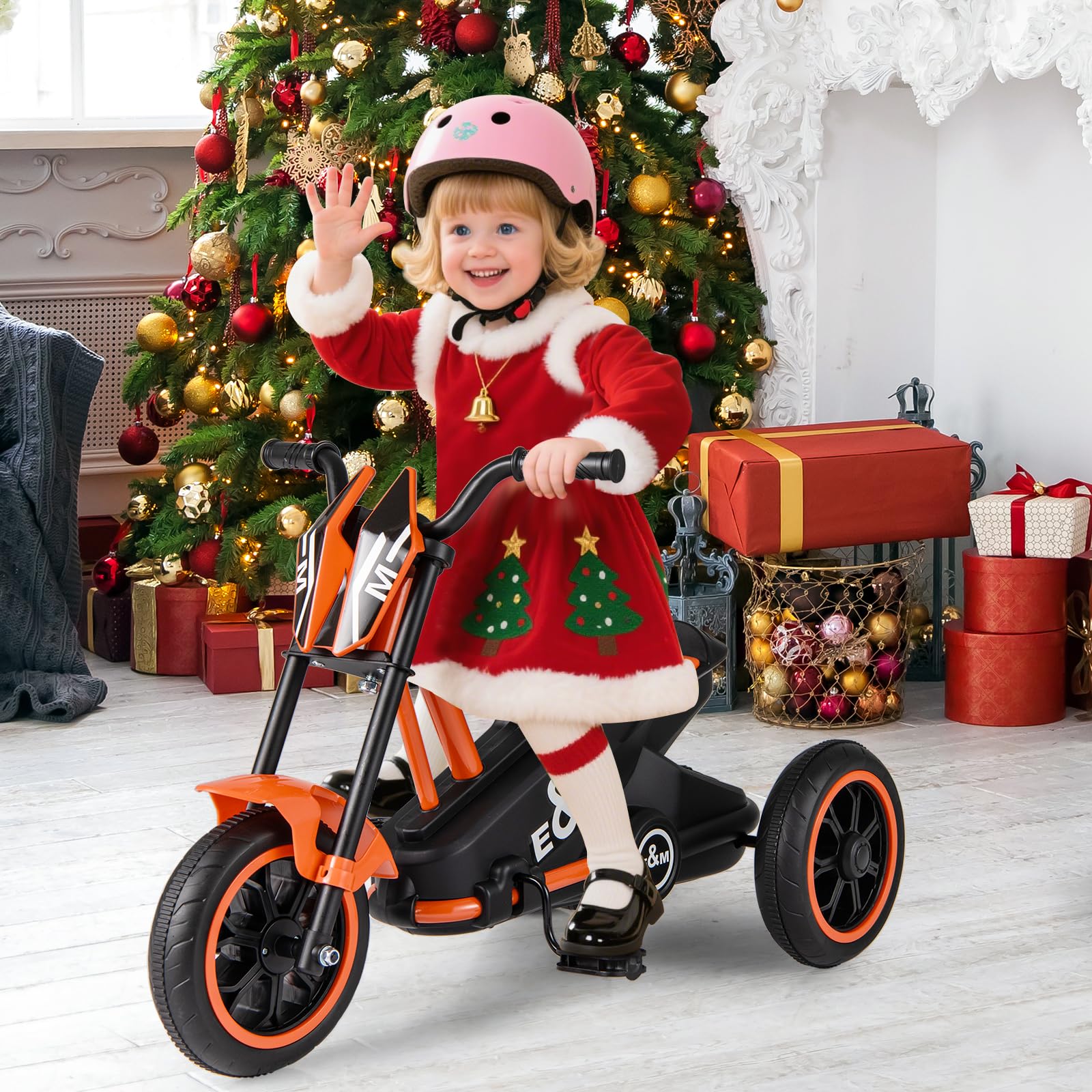 COSTWAY Tricycle Bébé Évolutif avec Guidon & Pédale, Vélo Enfant à 3 Roues avec Pare-Brise Cool, Draisienne pour Garçons Filles de 3 Ans+ (Orange)