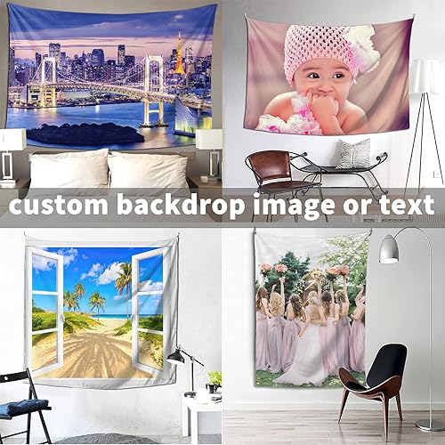 Miniatura 2 de CHENGYANG Tapiz personalizado con nombre y foto para colgar en la pared para boda, cumpleaños, día del padre, regalo del día de la madre y estética