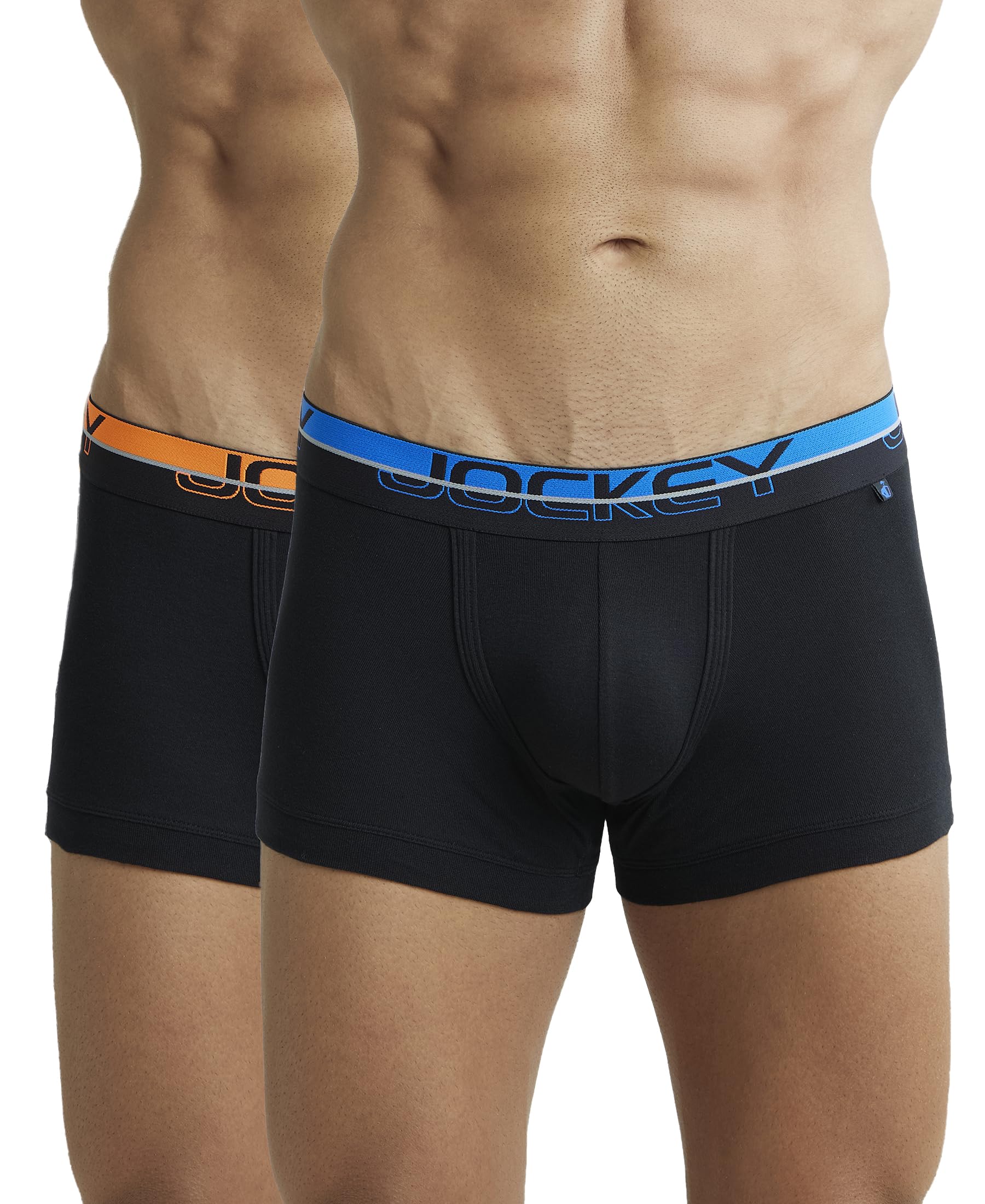 jockey FP03 Men's Super Combed Cotton Rib Solid Trunk with Ultrasoft Waistband (Pack of 2)_Black_XL-picture-15