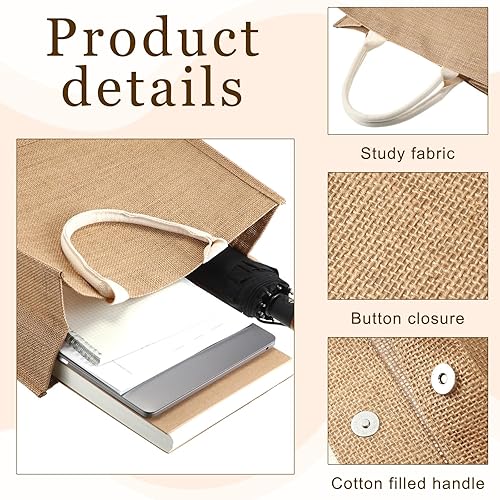 Miniatura 3 de Silkfly 16 bolsas de arpillera con asa, bolsa de regalo a granel y bolsas de maquillaje para mujeres, bolsa de playa de 15.7 x 7.4 x 11.5 pulgadas,