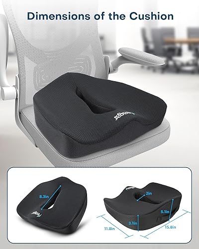 Miniatura 3 de Feagar - Cojín de asiento de espuma viscoelástica almohada de coxis para asiento de automóvil silla de oficina y silla de ruedas ortopédico