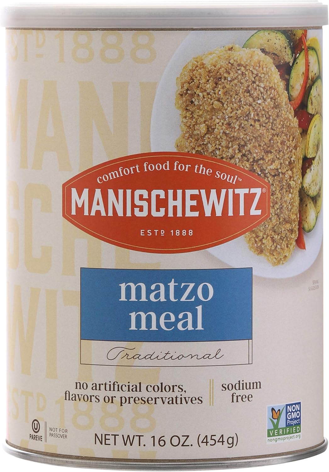 Manischewitz Matzo Meal Canister, 16 Ounce, Great for Breading & for