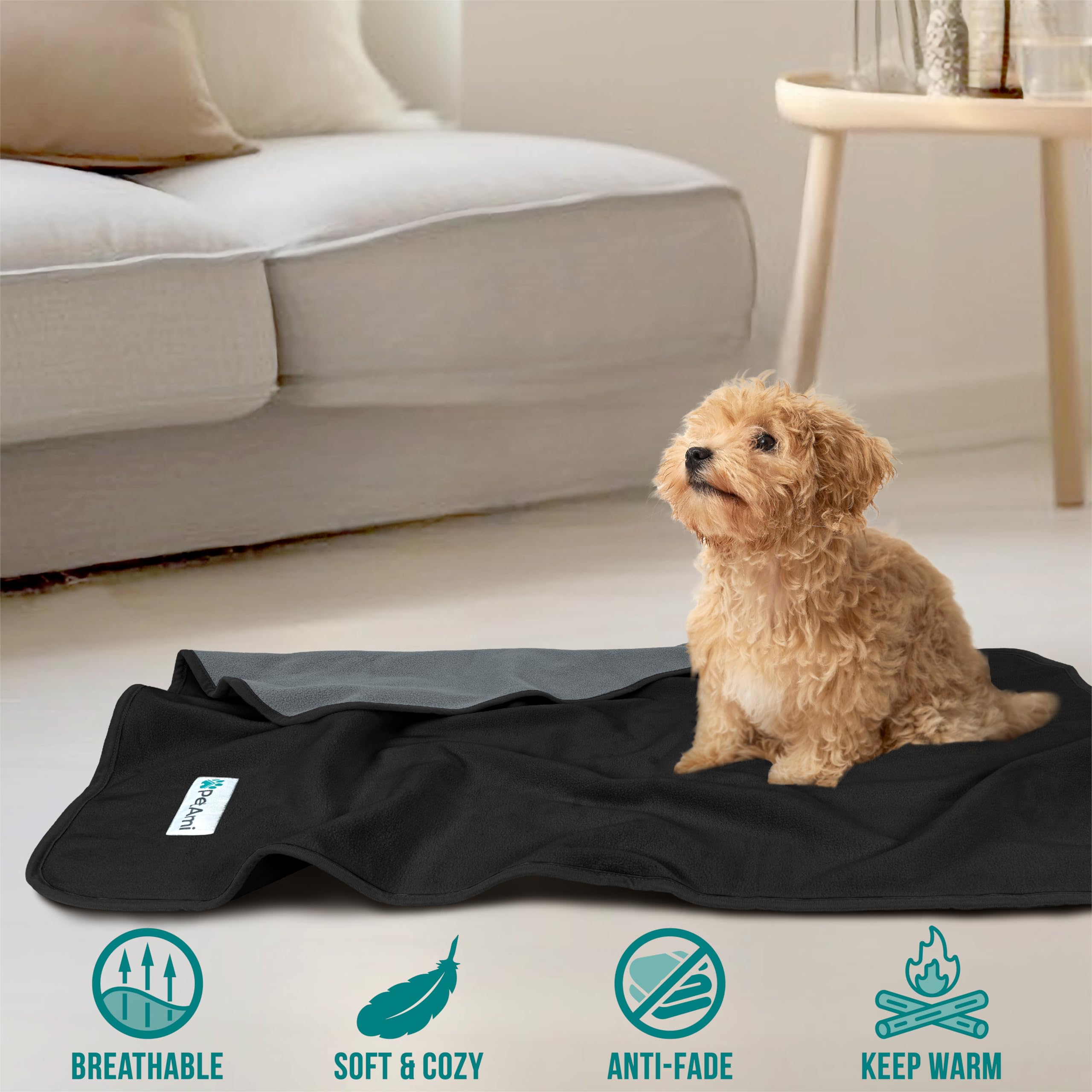 PetAmi Manta Impermeable para Perros pequeños, medianos y Grandes, Manta Protectora para Mascotas, Manta de Forro Polar para Gatos, Manta Lavable, Protector de Muebles de sofá, Jaula Reversible de