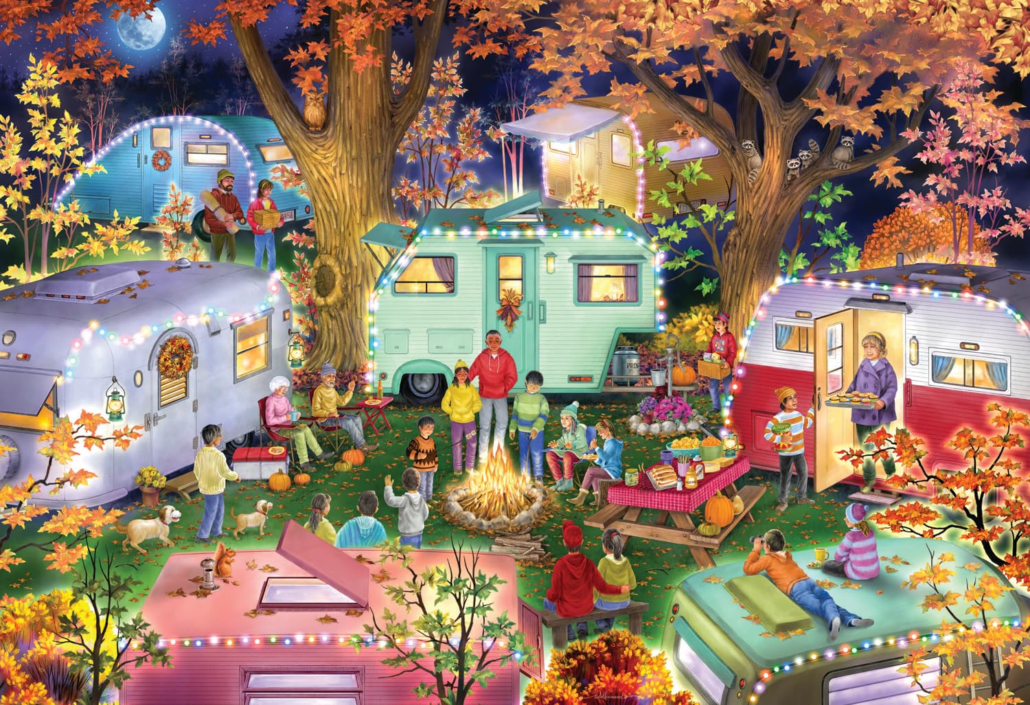 Fall Campers 100 Piece Puzzle by Vermont Christmas Company - 19" x 13" - Large Pieces Perfect for Seniors & Kids