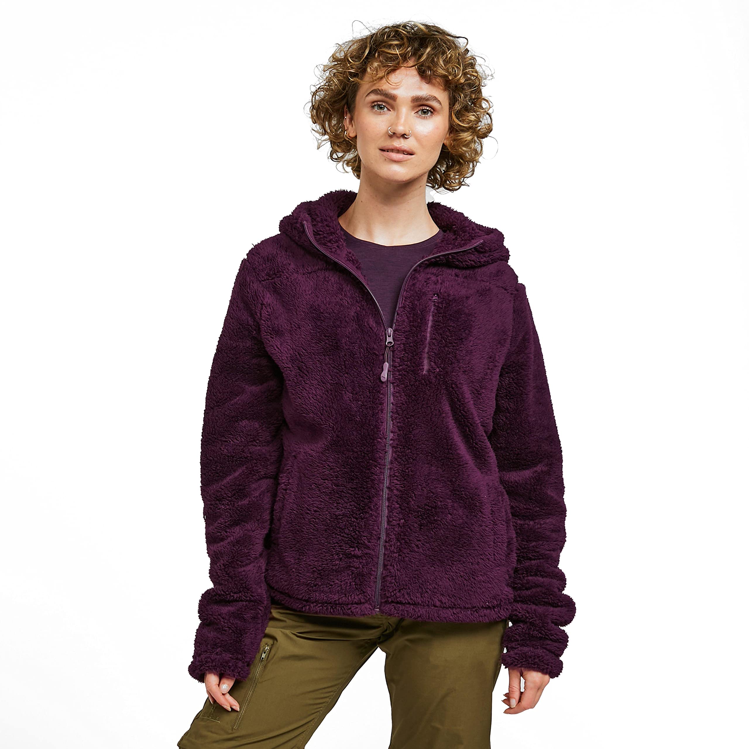 Peter Storm Women's Purple ’S Theory Full-Zip Fleece With Warm & Cosy Borg Fabric, Hood & Zipped Chest Pocket, Midlayer Jacket (Uk, Numeric, 16, Regular, Regular, )