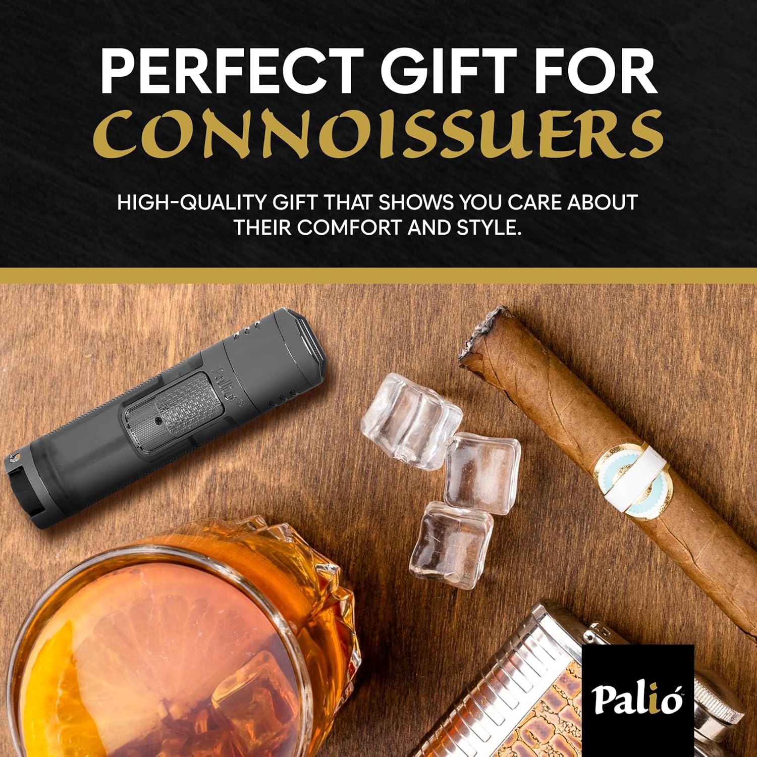 Palió Veneto Quadruple Jet Flame Butane Torch Lighter, Clear | High Capacity Tank, Adjustable Flame, Ergonomic Design with Integrated Lanyard Loop, Flip-Top Lid Doubles as Rest