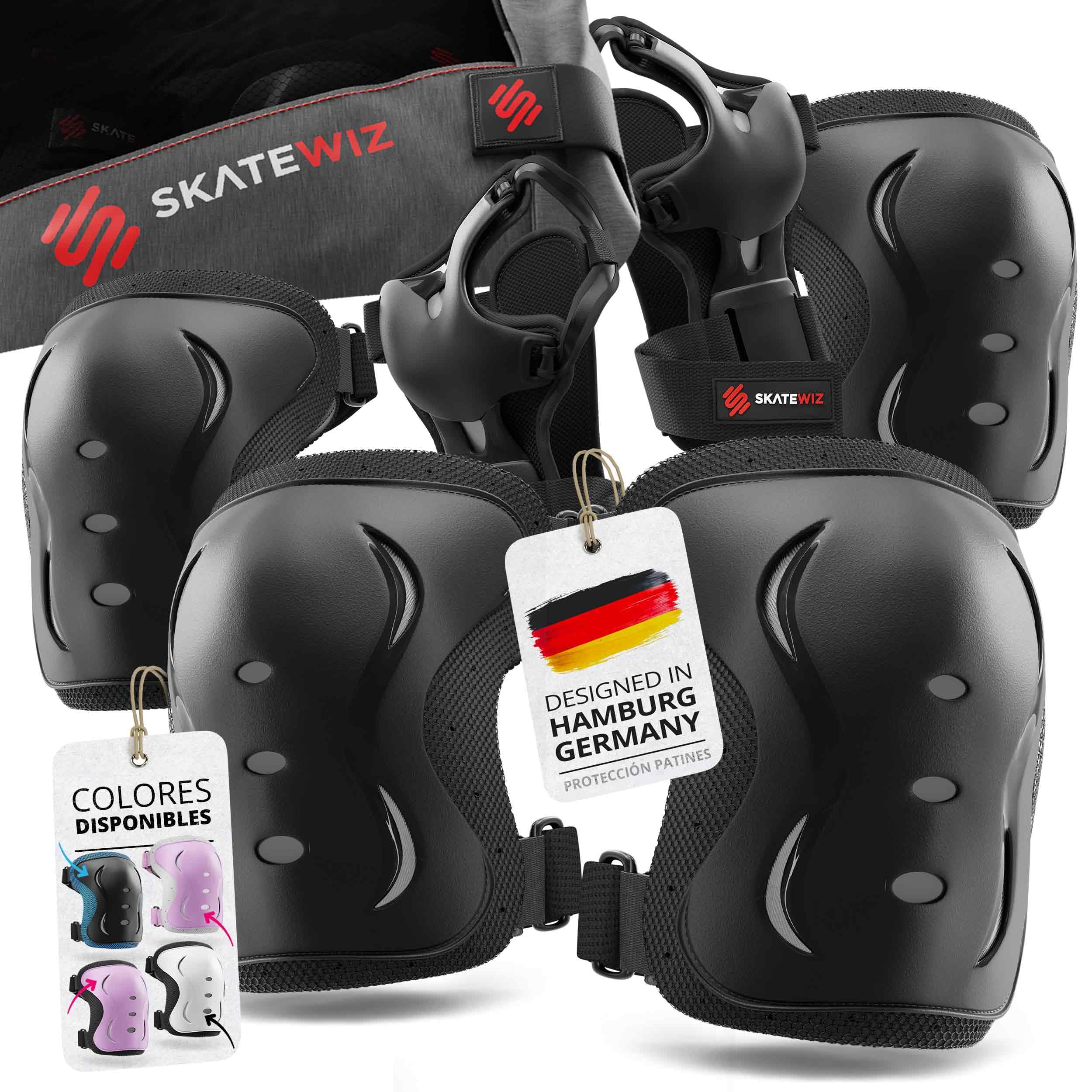 SKATEWIZ Protecciones Patines Set - Para Niño, Niña, Adolescentes y Adultos [6 piezas] con Rodilleras y Coderas Muñequeras - Protecciones Patines Niño - 2