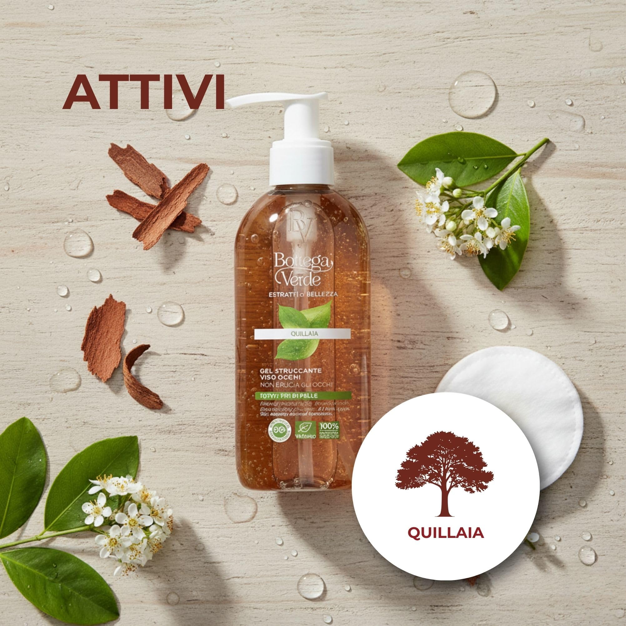 Bottega Verde - Estratti di Bellezza, Gel Struccante Viso e Occhi, 200 ml, con Quillaia per una Azione Detergente Naturale, Non Brucia gli Occhi, Formula Delicata, per Tutti i Tipi di Pelle