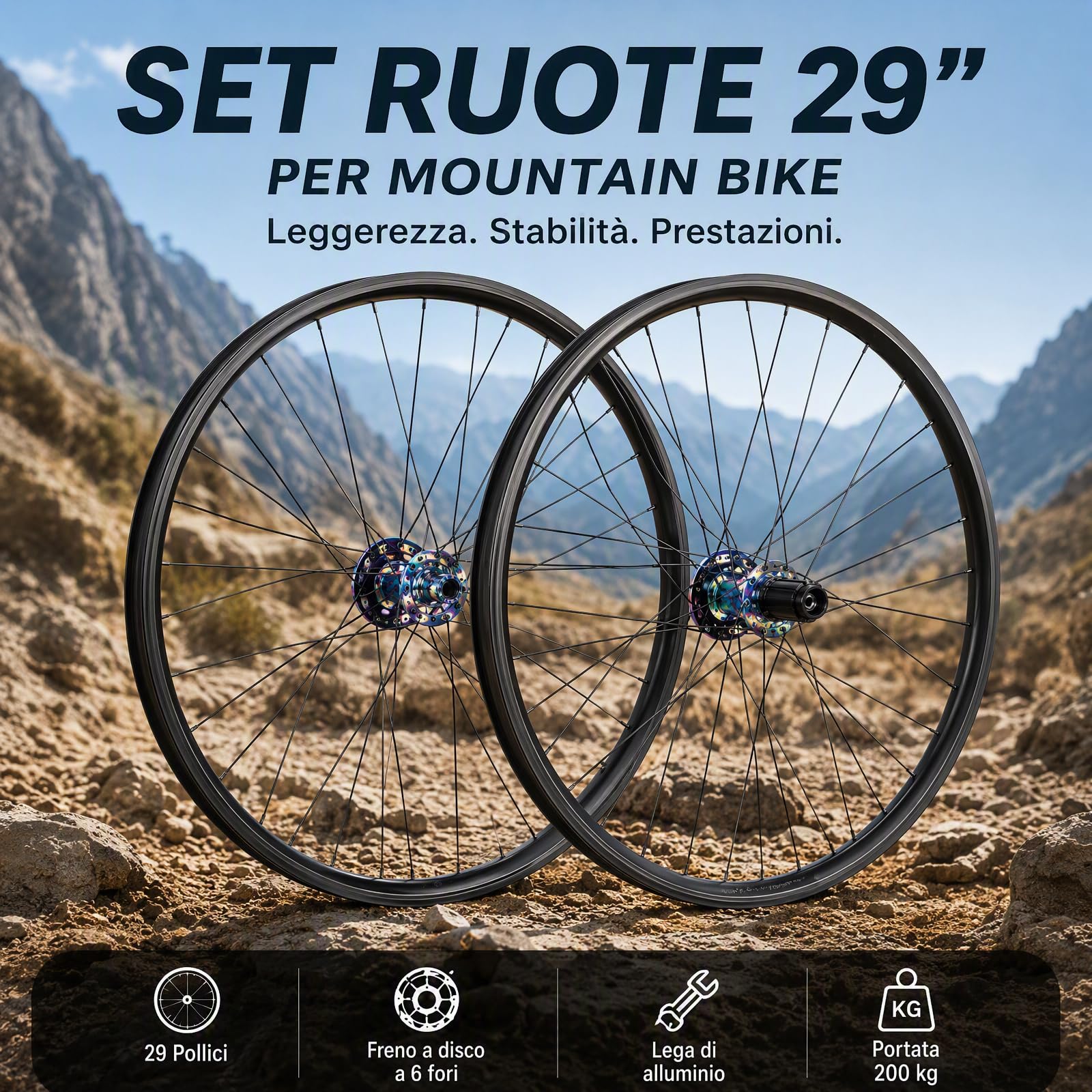 Jeu de roues VTT 29" - Frein à disque - Roue avant et arrière