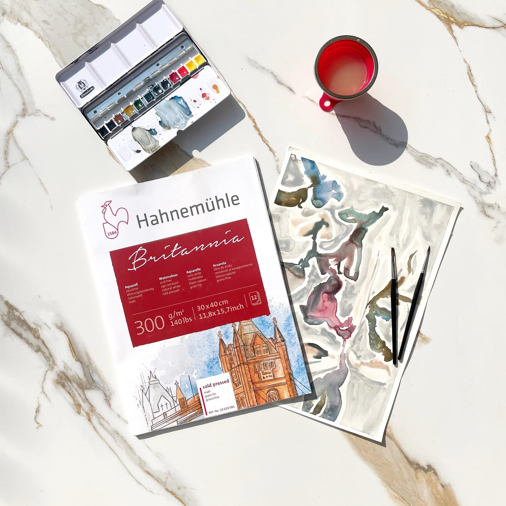 Hahnemühle Britannia 300g/m², Watercolor Block, Rough Texture, 24x32cm, 12 fls
