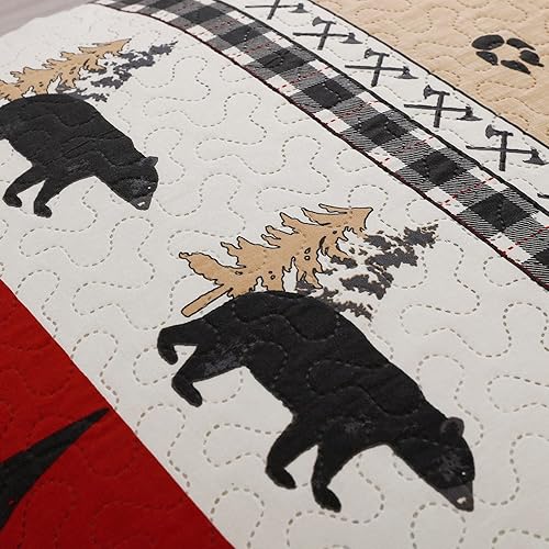 Miniatura 8 de Juego de edredón de tamaño QueenMatrimonial, ropa de cama rústica de cabaña, colcha reversible para el hogar, colcha ligera para el hogar, colcha de