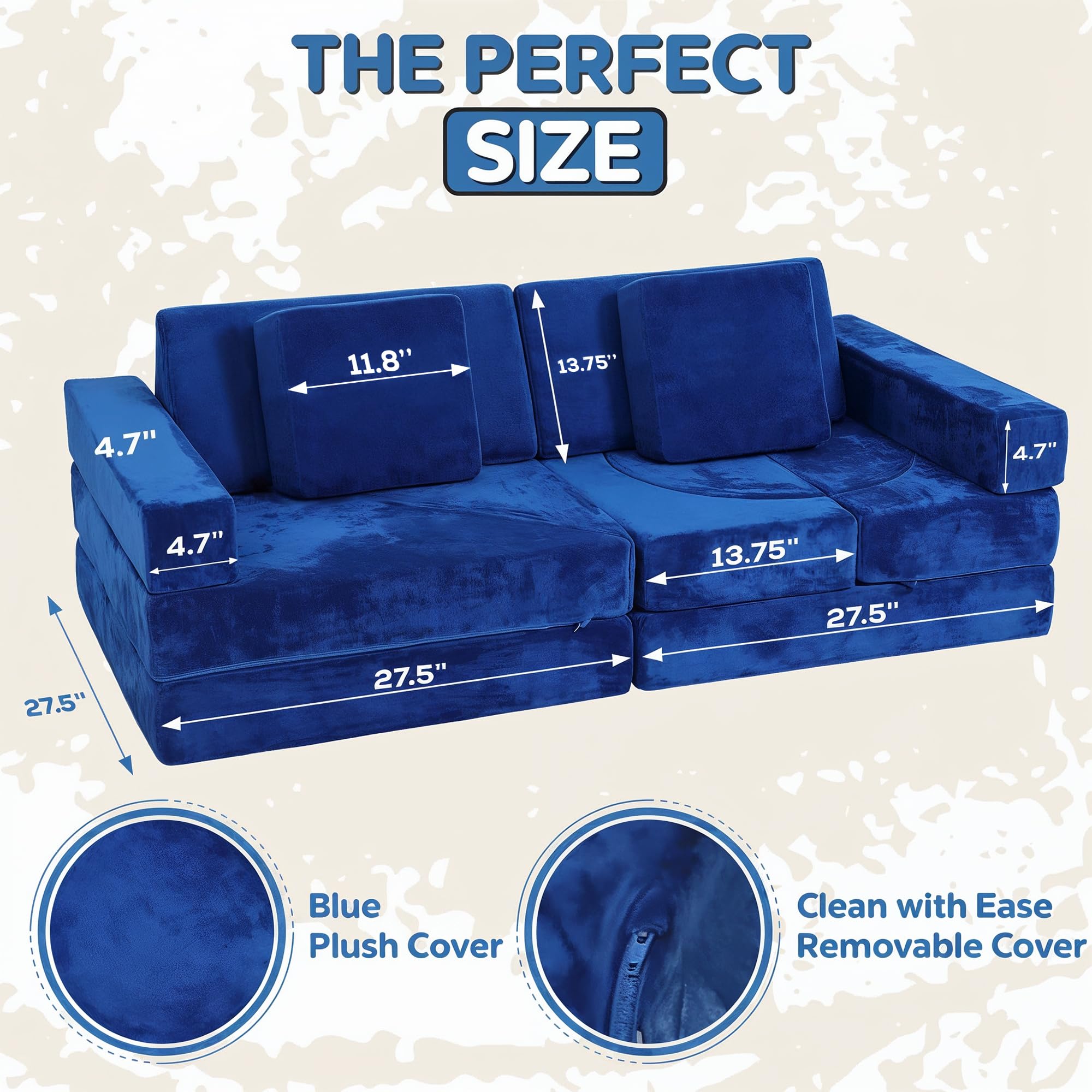 Snapklik.com : Contour Comfort Kids Couch 14 PC Modular Kids Play Couch