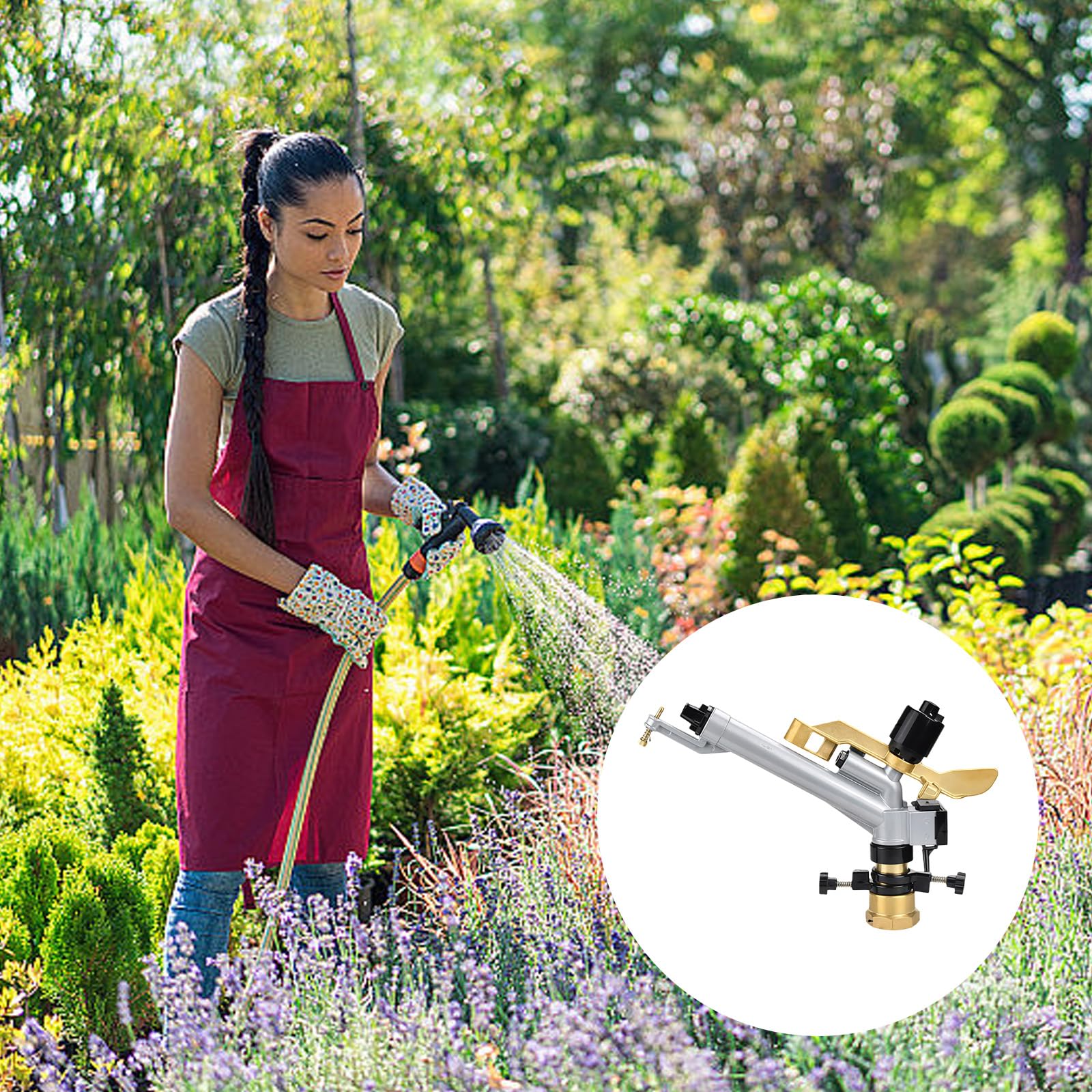 Irrigatore da giardino personalizzabile a 360 movimenti con telaio in metallo per un'efficace manutenzione dell'erba e delle piante Agricoltura Irrigazione dell'azienda agricola Irrigatore
