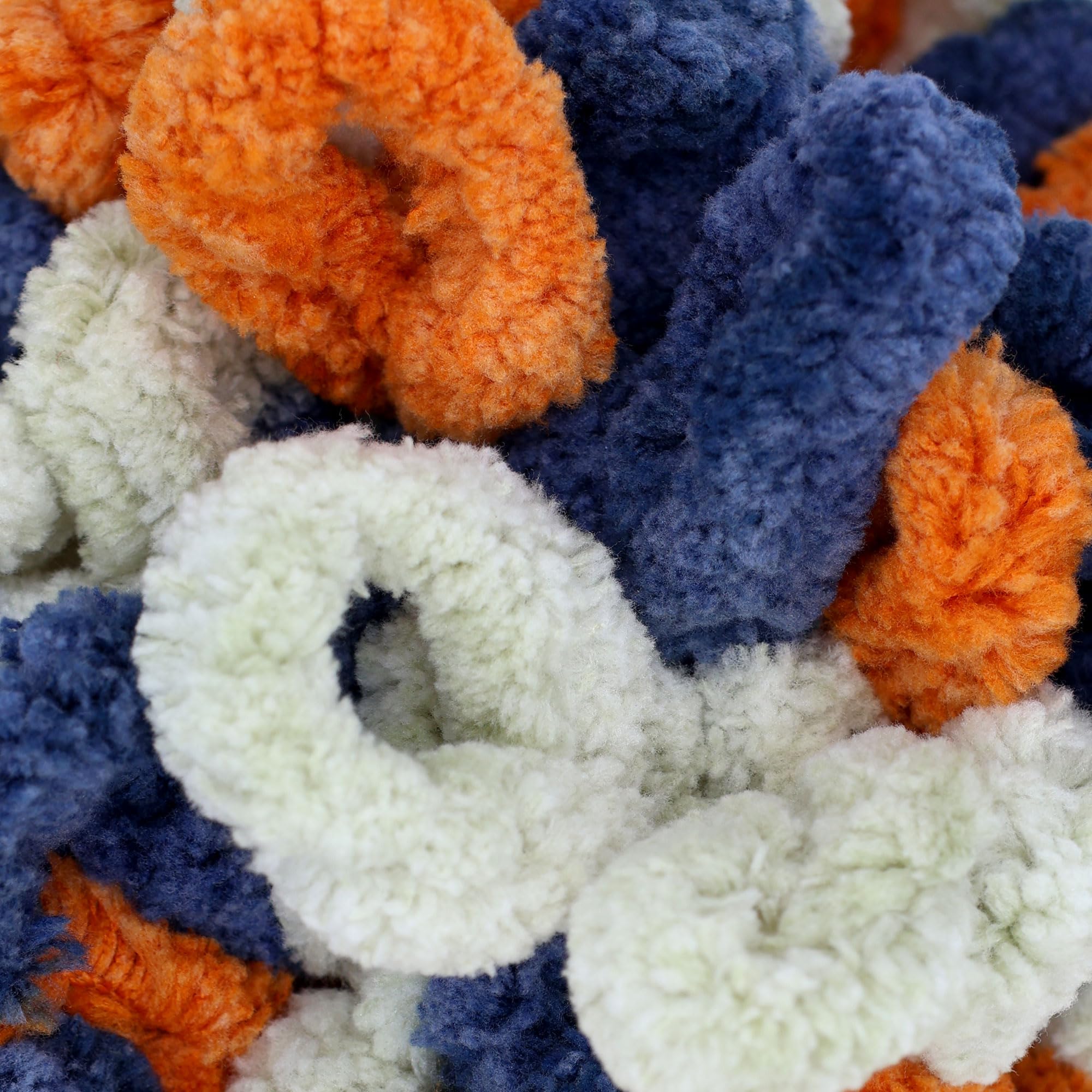 JubileeYarn Fun Finger Loops Yarn - Polyester Jumbo Weight Loop Yarn - 100g/Skein - Orange Navy Tan - 5 Skeins - Image 2