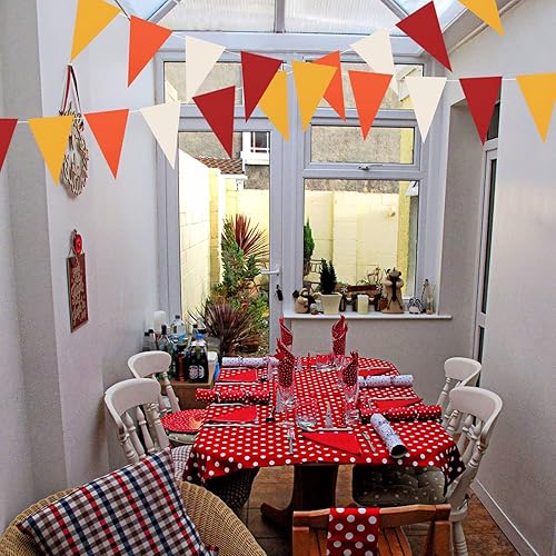 Miniatura 5 de YSSAI Bandera triangular de papel de 40 pies banderín naranja para fiesta de otoño decoración de otoño día de Acción de Gracias cosecha otoño boda