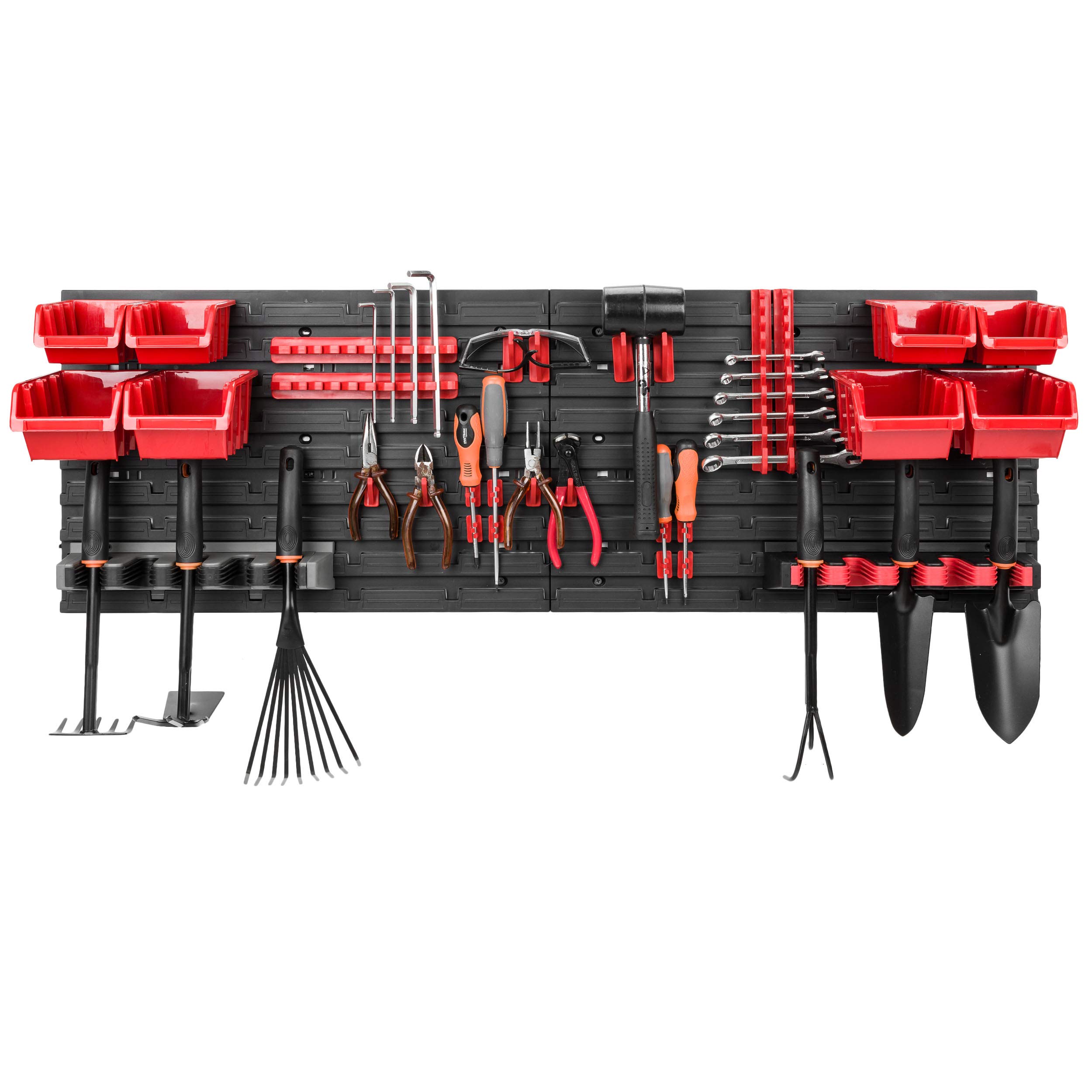 botle Wandregal 115 x 39 cm Werkzeughalter Gerätehalter Stapelboxen Gartengeräte HandwerkzeugKunststoff rot (Variante 3)