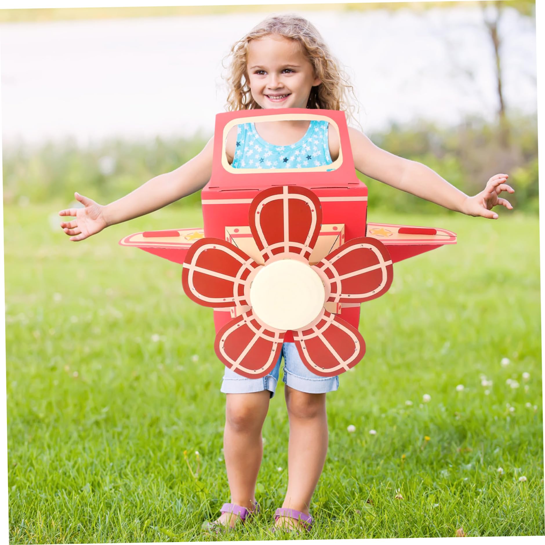 Casetta da Gioco in Cartone per Bambini, Costume da Aeroplano in Cartone indossabile Costume da Aeroplano per Bambini Asilo Fai da Te Fare Giocattoli Giocattoli creativi da Gioco all'aperto