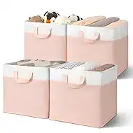 GRANNY SAYS Storage Cubes, 13 Inch Cube Storage Bins with Metal Frame, Collapsible Cube Storage Organizer, Fabric Cubby Bins for Shelves, Closet, Pink, 4 Pack