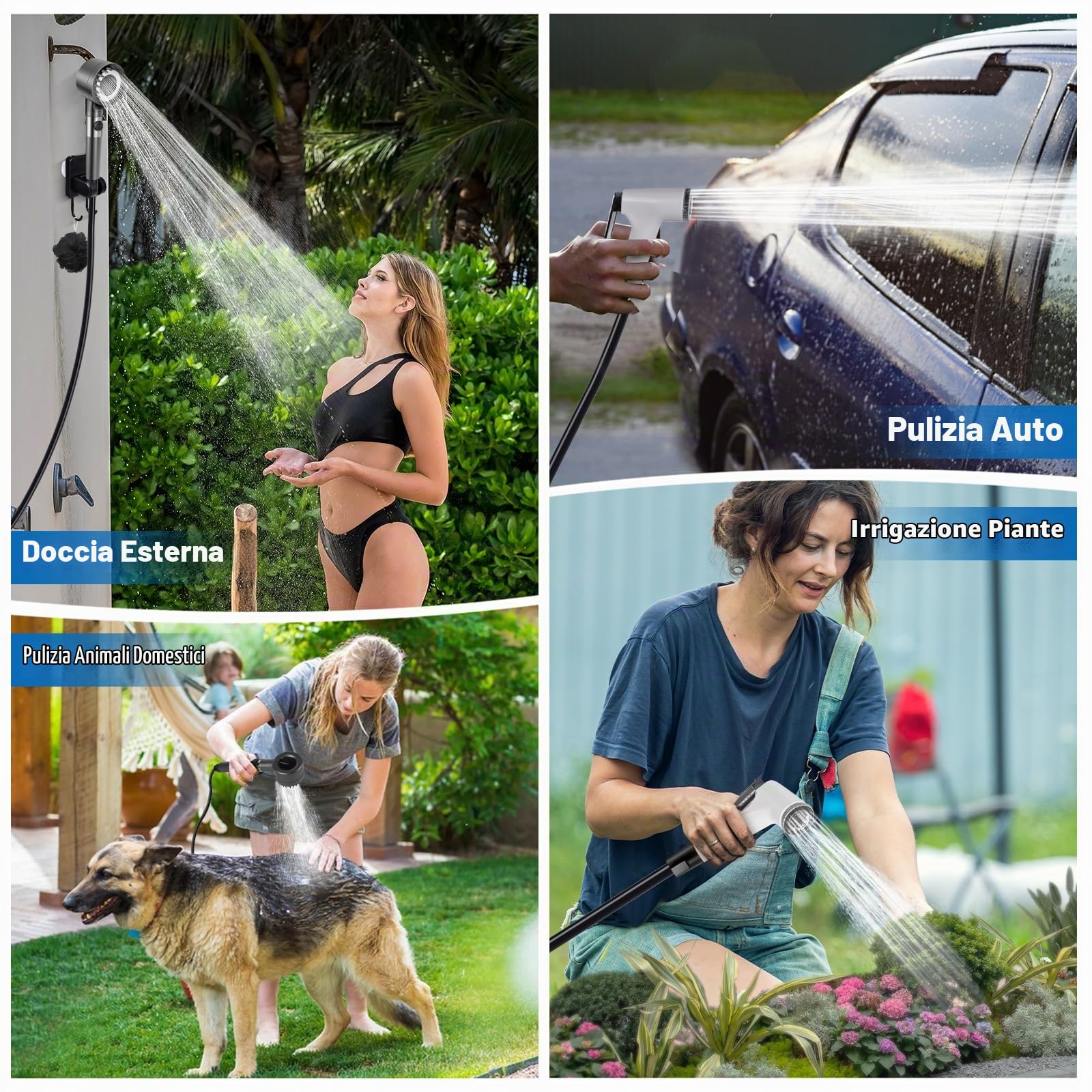 Charmofun Doccia da Campeggio, Doccia Portatile Aggiornata, 8000 mAh Doccia Pompa da Campeggio con Doccia Filtrabile, Display Intelligente a LED, Doccia Esterna per Spiaggia Giardino (8000mAh-B)