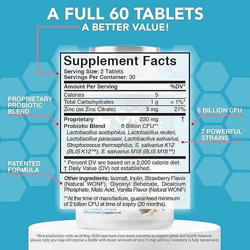 Miniatura 2 de Probióticos orales avanzados para la boca con BLIS K12 M18 (vainilla de fresa) y aceite de dientes y encías OraRestore Tratamiento para el mal