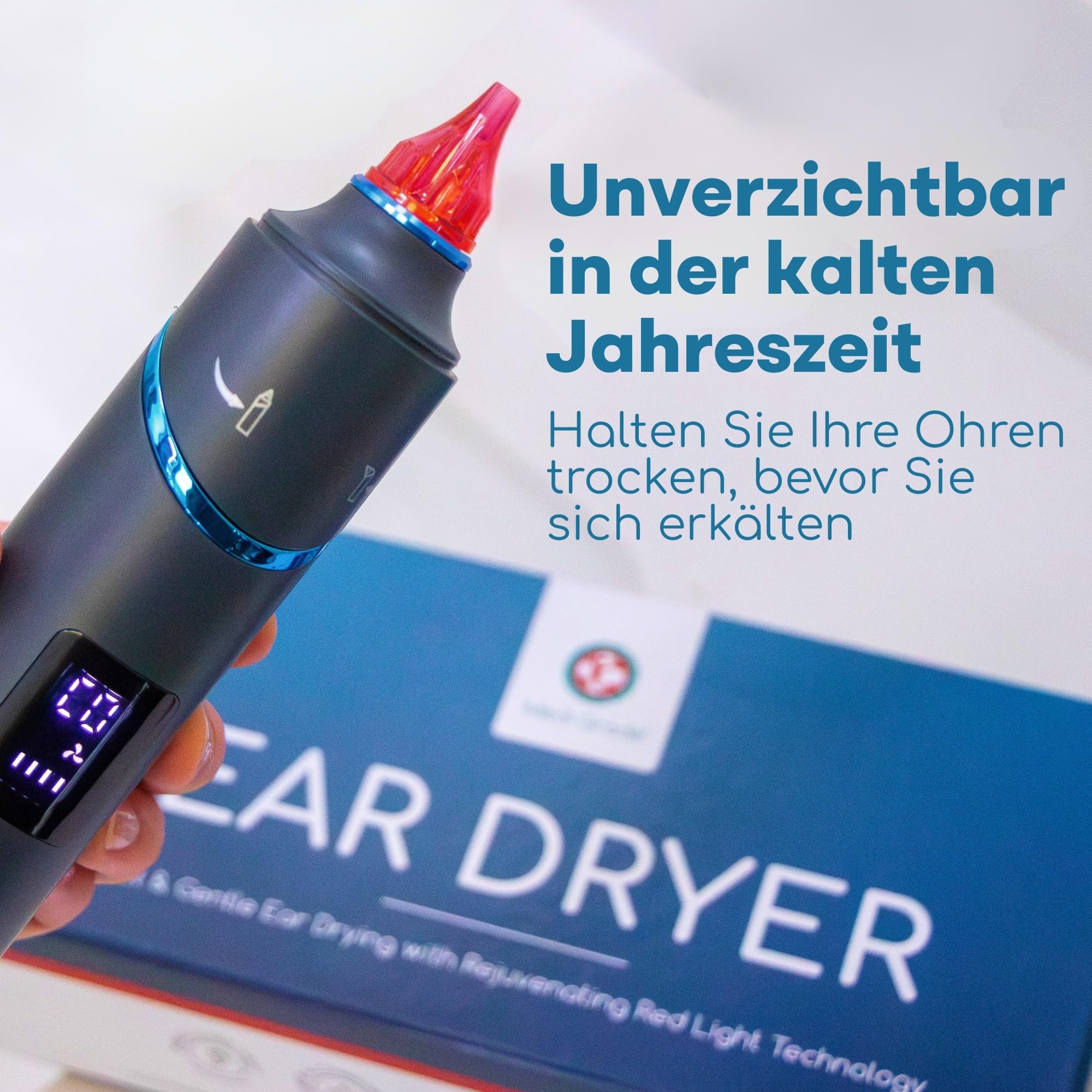 Medi Grade Ohrentrockner mit Rotlicht und einstellbarer Temperatur, USB-C