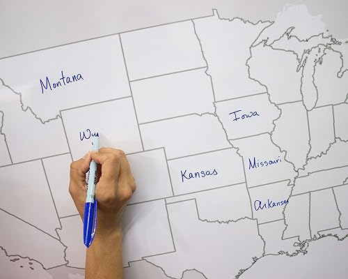 Miniatura 4 de Póster grande en blanco de mapa de Estados Unidos, laminado, 36 x 24 pulgadas, gran mapa de pared en blanco para aula o estudio en casa, marcador de