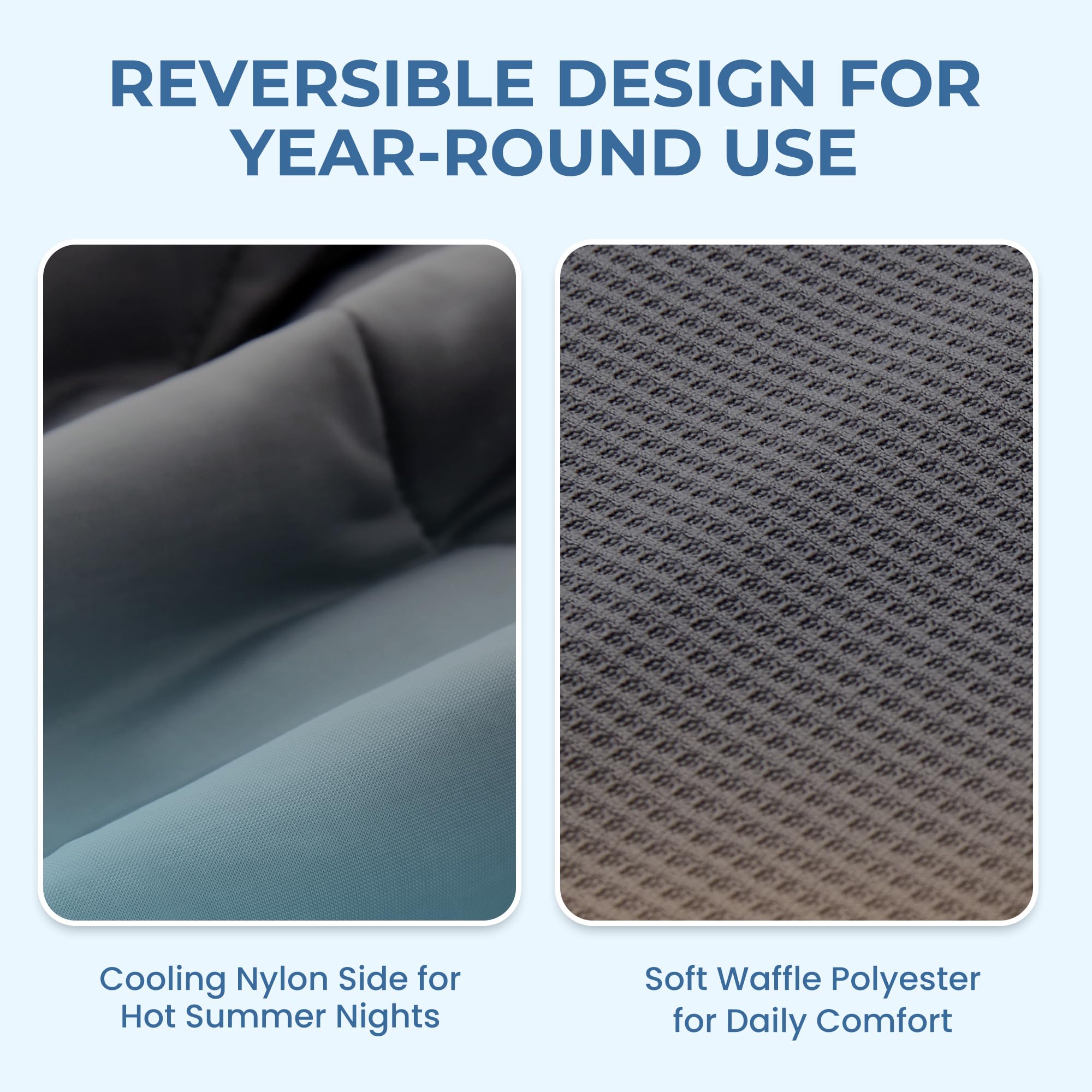 Deodar Coperta rinfrescante 2 in 1 double-face (Griglia goffrata + Seta ghiaccio), leggera e autorinfrescante per dormire, Grigio scuro 200x220