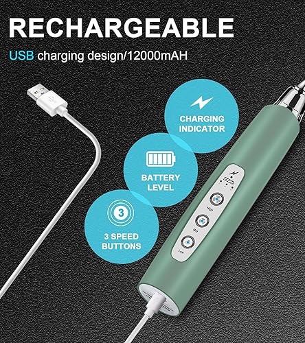 Miniatura 2 de Nahida Espumador de leche de mano para café, batidor eléctrico recargable con 3 cabezales, mezclador de bebidas de 3 velocidades, fabricante de