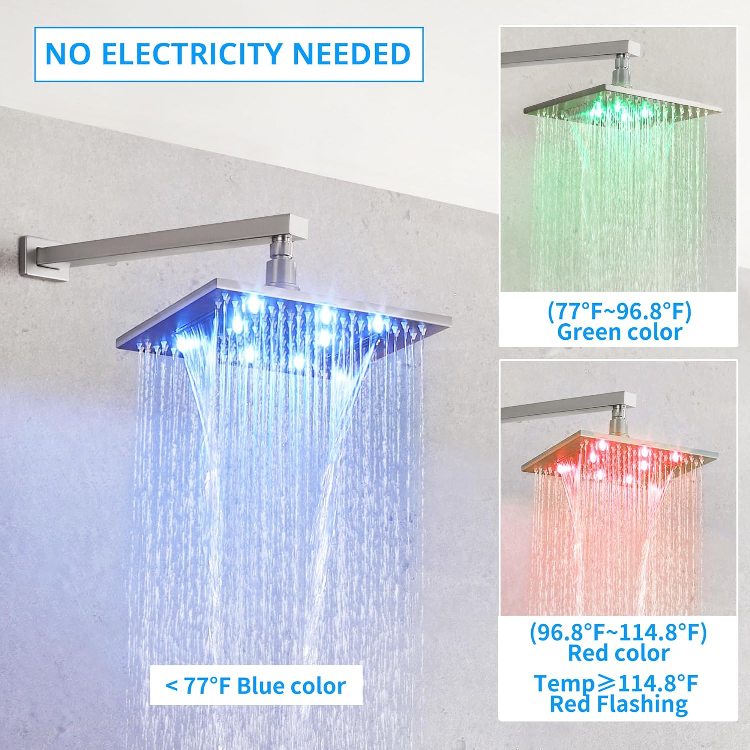 SKOWLL Shower Systems with Rain Shower and Handheld, Brushed Nickel Shower System with 10 Inch LED Waterfall Showerhead Combo Rough-in Mixer Valve