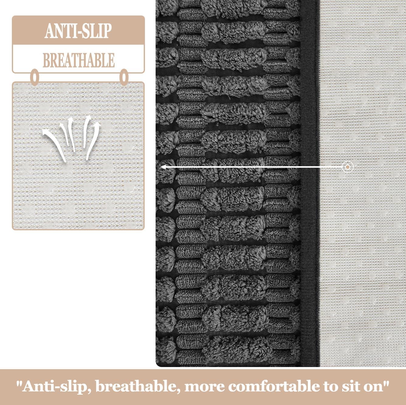 Couch Covers Ottoman Covers, 32x52 inch Anti-Slip Washable Corduroy Stool Furniture Protector (Dark Grey)