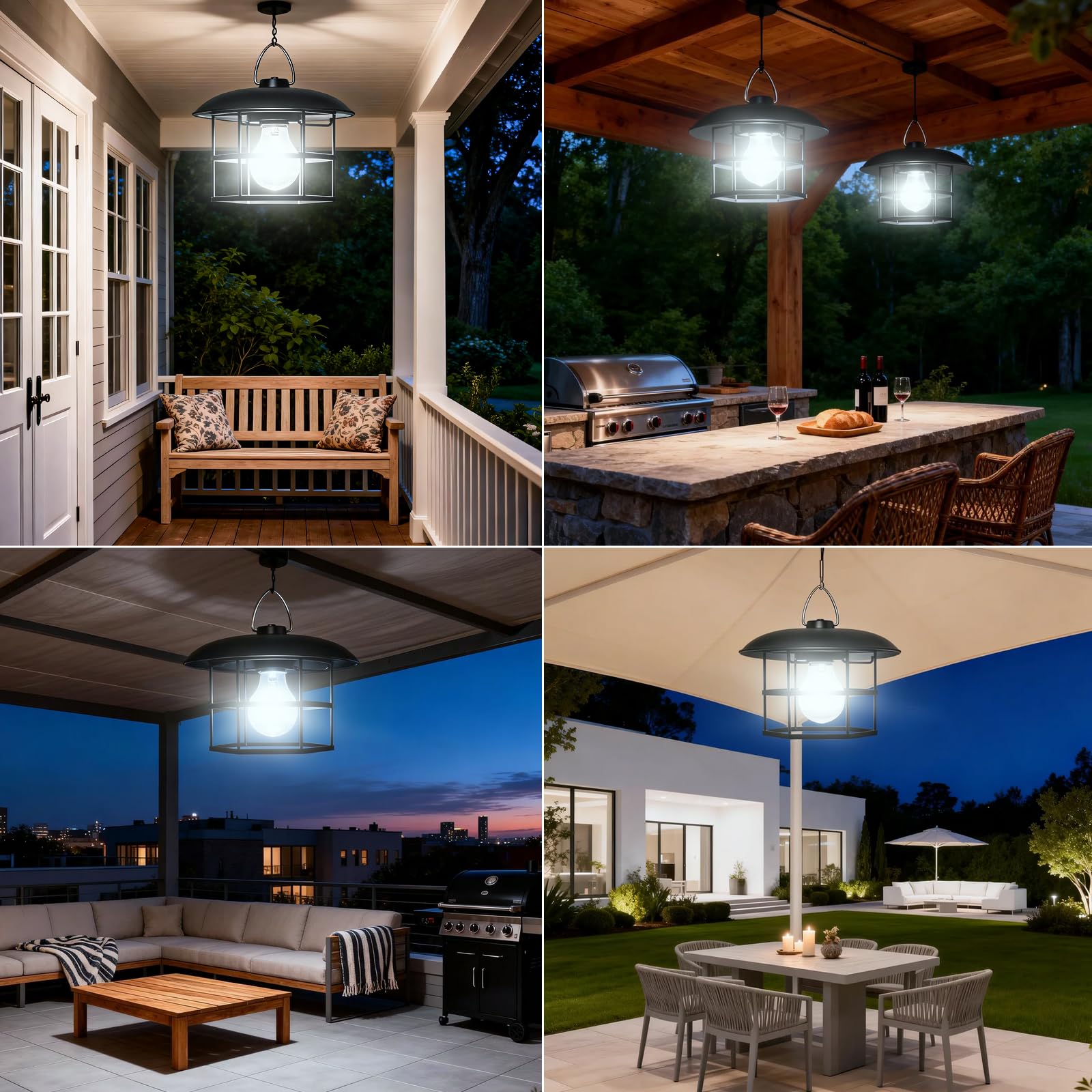 Lámpara Solar Colgante Exterior -3000ML Luz solar exterior con Cuerda de Tracción, Luces Solares Colgantes con 3 Modes, IP65 Impermeable, Lampara solar Exteriors para Jardín Patio Pérgola