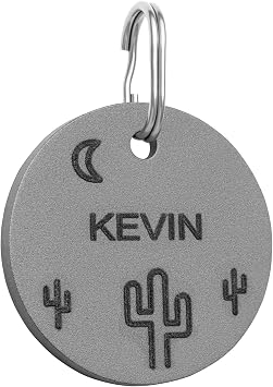 COOLDOGS Cactus Titanium Dog Tags Personalized for Pets,Dog Name Tag,Cat Name Tag with Custom Deep Laser Engraved ID on Both Sides in Round Small