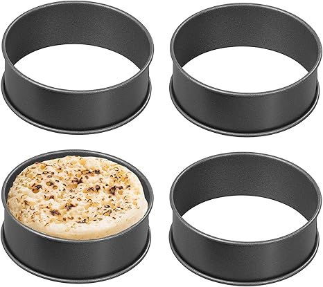 Wrenbury 4 X Round Non Stick Baking Tin For Food Roasty Eggs Fladen Make Perfect English Muffins Crumpets Made In The Uk Amazon De Home Kitchen
