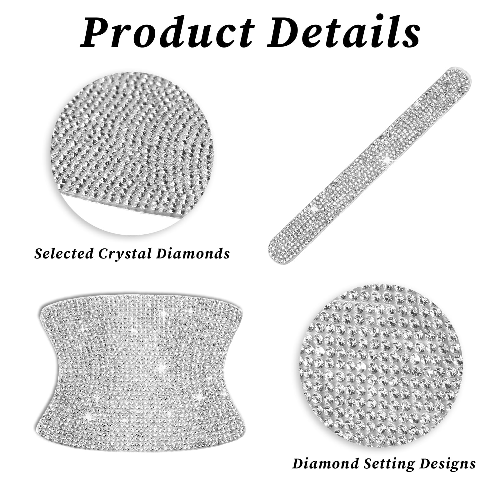 Crystal Car Door Handle Scratches Protector - 10PCS Silver Rhinestone Stickers - Bling Auto Accessories for Women — view 3