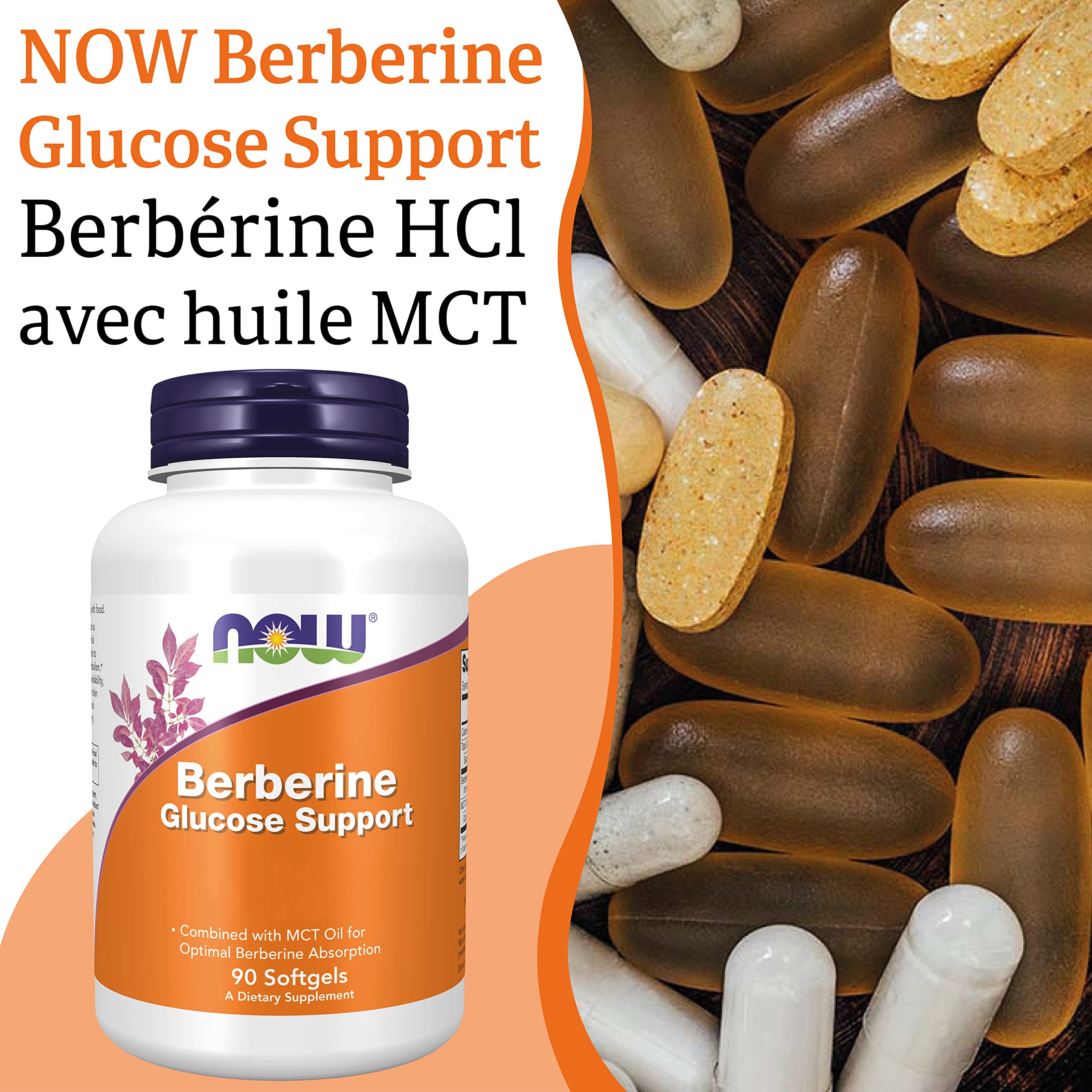 Now Foods Berberine Glucose Support, 400 mg de berbérine par capsule, 60 capsules vegan de berbérine, berbérine HCl pure issue de Berberis aristata avec huile MCT, 1 capsule par jour