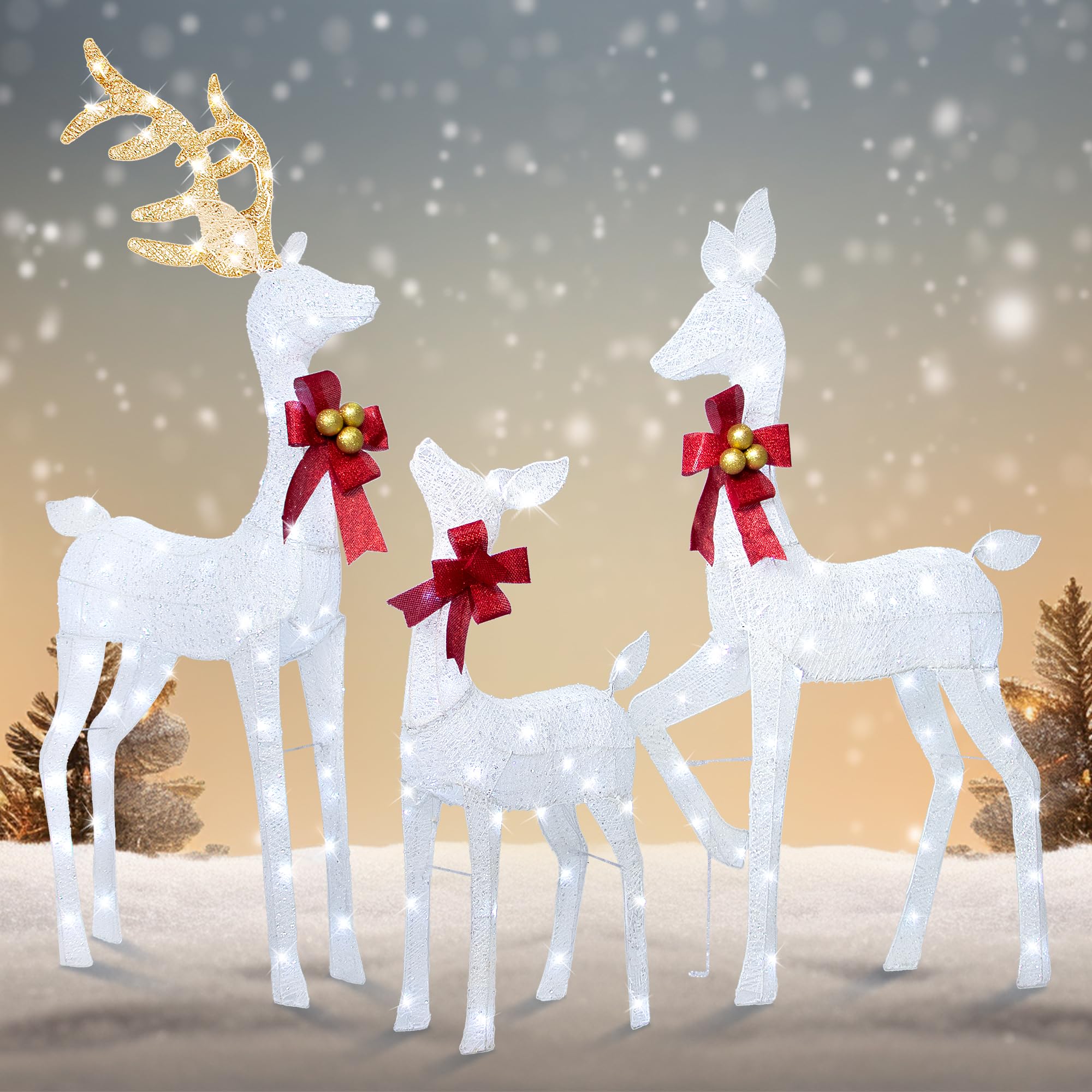 Large Christmas Reindeer Decorations Outdoor, 3Piece