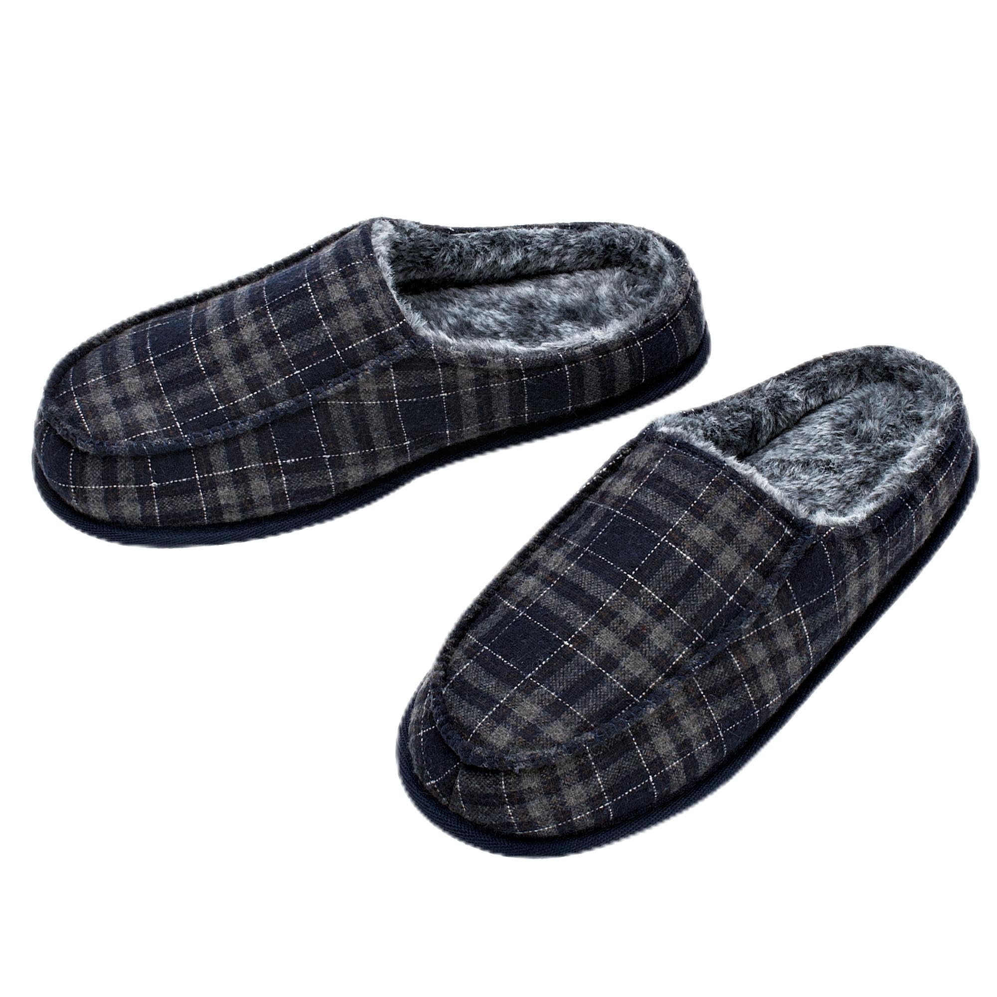 Mens Slippers Memory Foam Non Slip Backless Moccasins