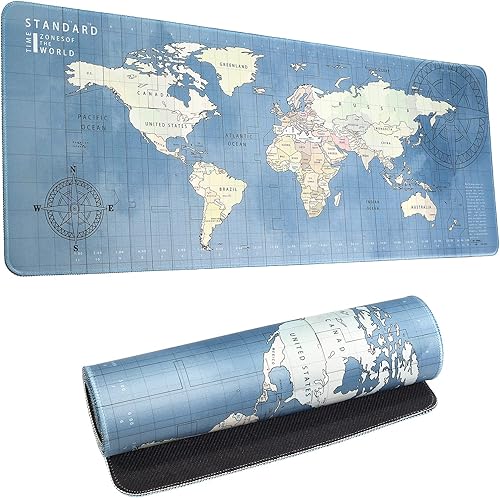 World Map XL - Alfombrilla de mouse grande para juegos para accesorios de escritorio, 31.5 x 11.8 x 0.12 pulgadas, alfombrilla de mouse para teclado