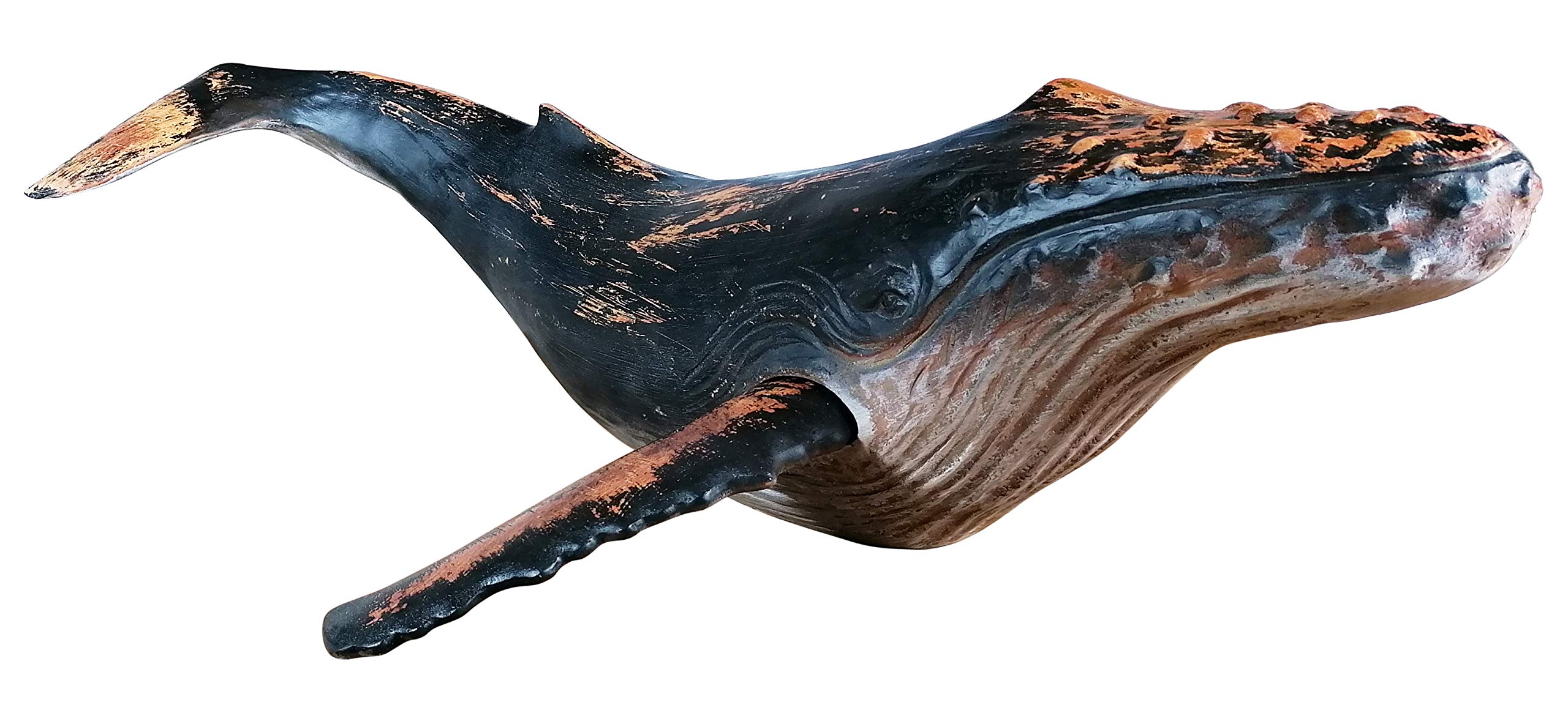 MichaelNoll Wal Walfisch Fisch Dekofigur Skulptur Statue Polyresin Modern - Maritime Deko für Wohnung in Holz-Optik - Dekoration für Wohnzimmer, Schlafzimmer oder Badezimmer - XXL 87,5x52x22,9 cm
