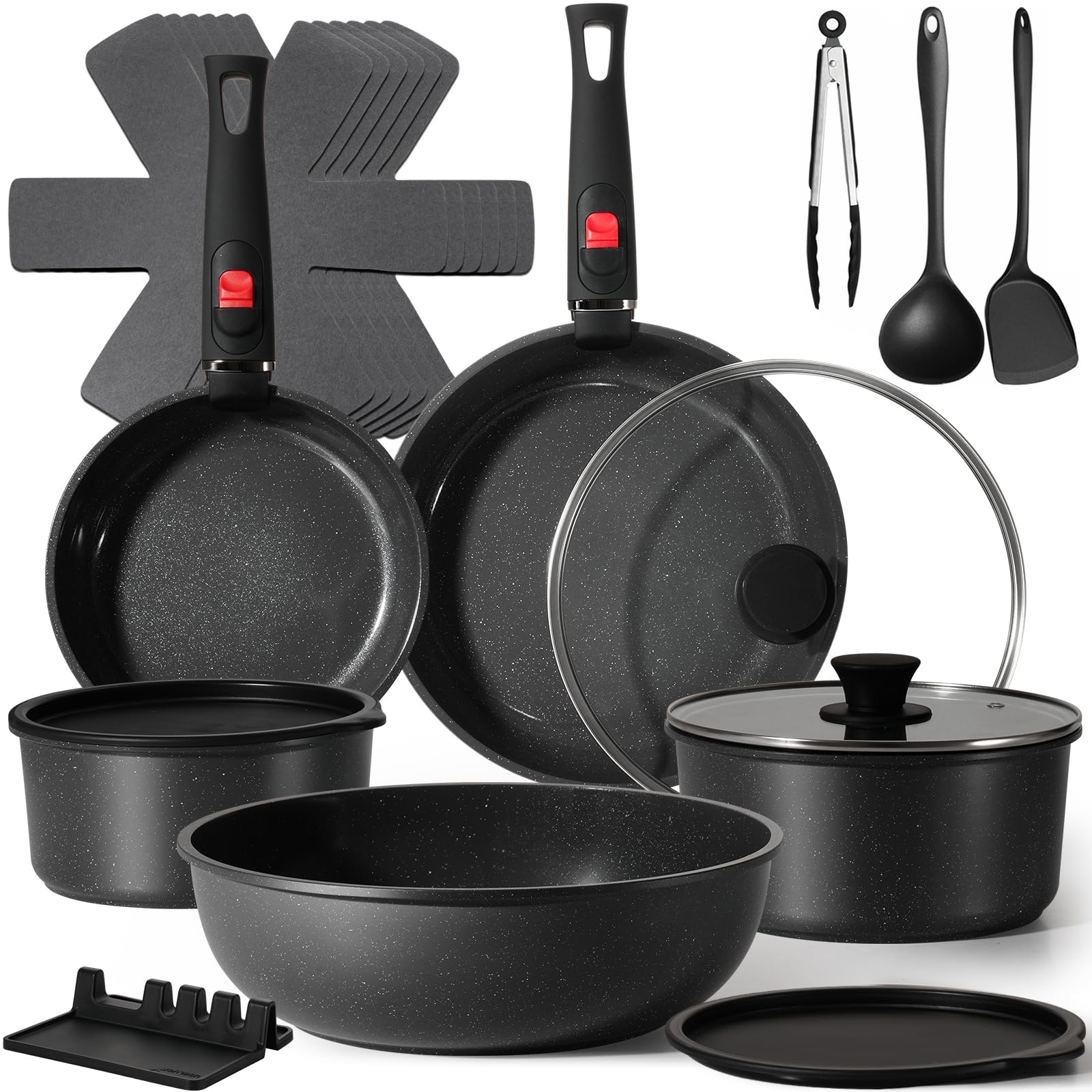 Amazon.com: USELUCK 21Pcs Ceramic Pots and Pans Set Non Stick