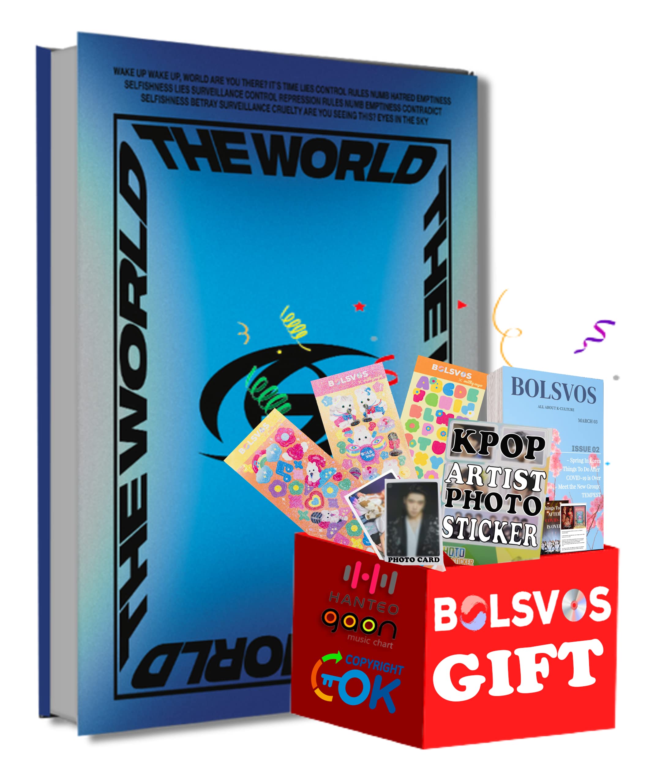 Bolsvos Ateez - The World Ep.1 : Movement [A Ver.] Album+First Press Limited Benefits+Bolsvos K-Pop Ebook (21P), Sticker For Toploader, Photocards