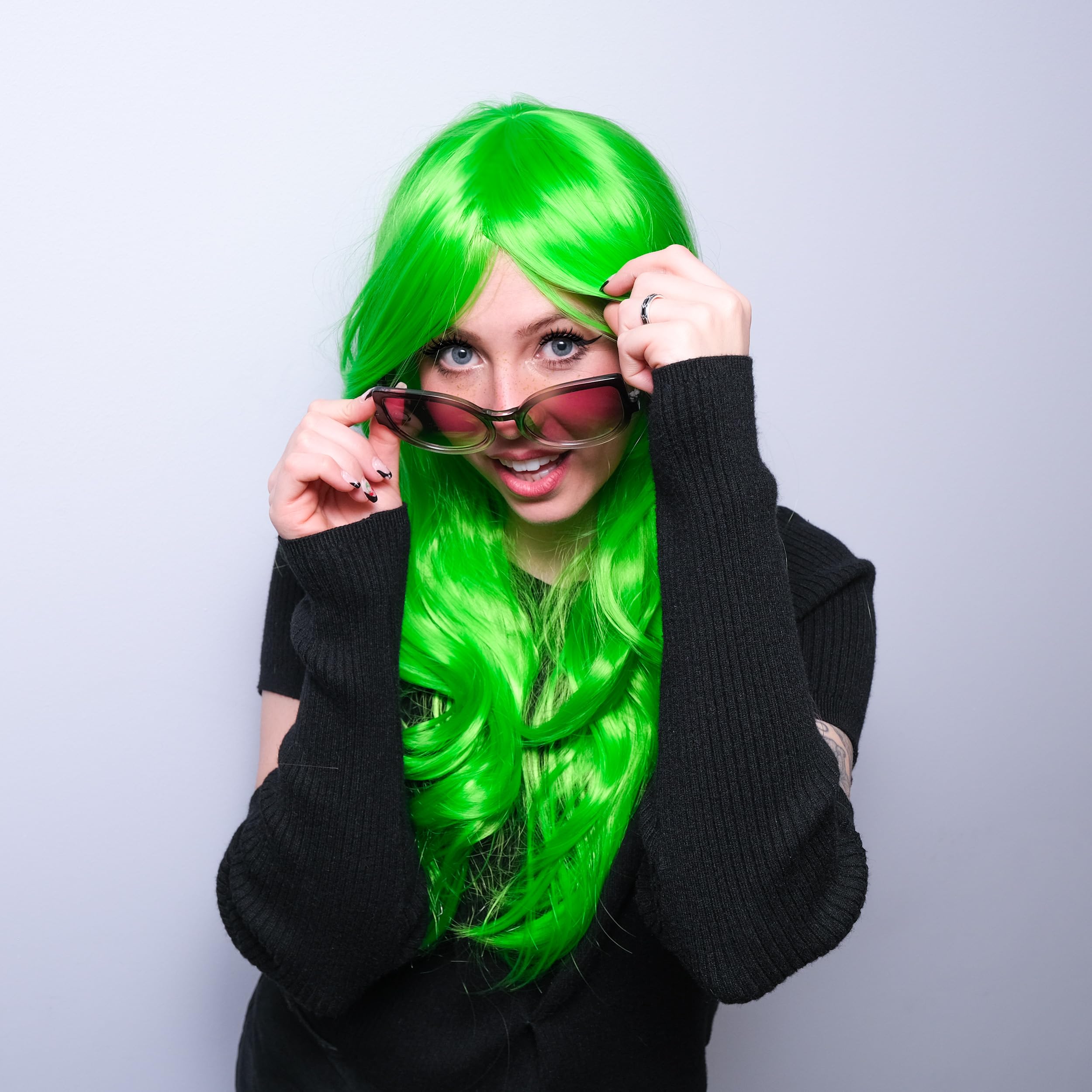 Parrucca Rosa Neon Con Capelli Ondulati Lunghi 20 Pollici | Per Halloween E Cosplay | Accessorio Festa In Maschera TRIXES