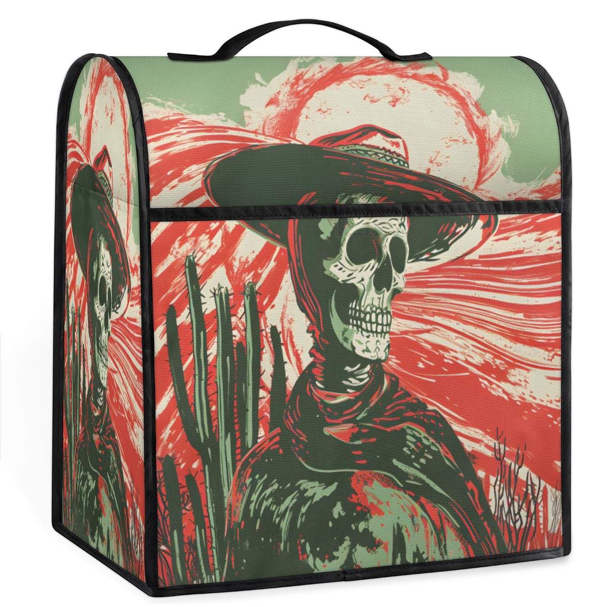 Coffee Maker Cover Cactus Skull Kitchen Appliance Covers Small Appliance Covers Blender Cover Juicer Cover Dust Covers for Kitchen Appliances with Top Handle and Pockets,Washable,C423