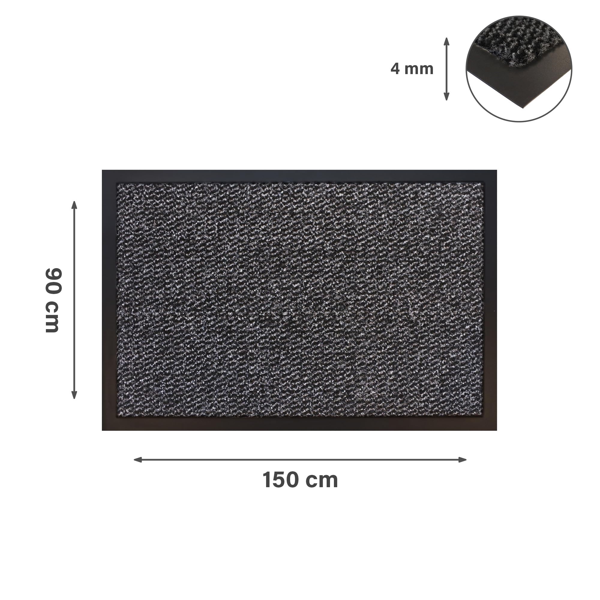 LIEBLINGS Ding Schmutzfangmatte Anthrazit 90 x 150 cm – Der Türsteher für Schmutz! | rutschfeste Fußmatte | 100% Polypropylen | 4 Farben, 5 Größen, waschbar bei 30°C