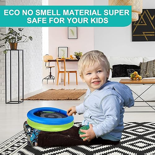 Miniatura 2 de Win SPORTS Disco de paletas de trampolín, juego para interiores y exteriores para 4 jugadores, juego de campamento para niños, adultos, parejas,